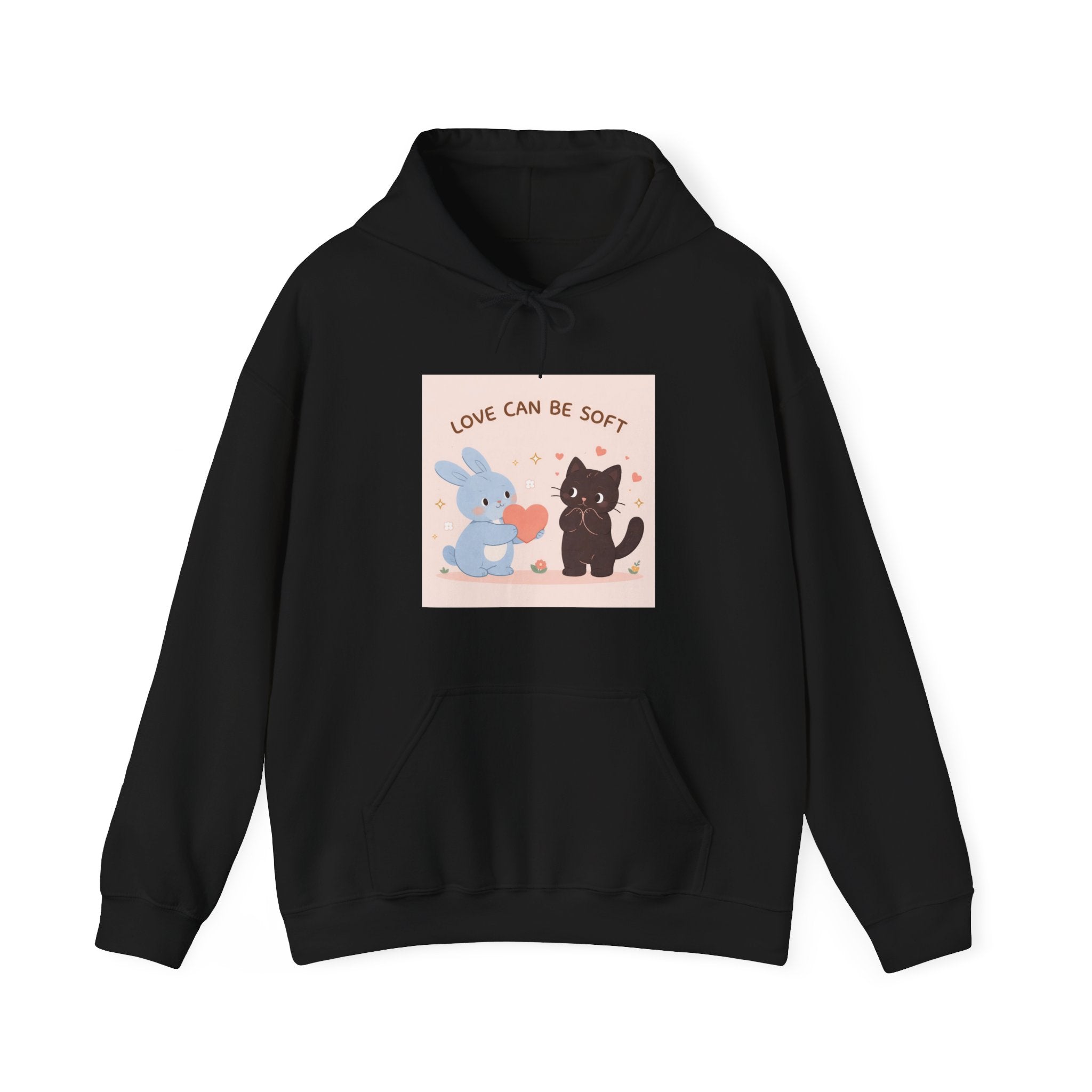 "LOVE CAN BE SOFT" Black Cat Hoodie | College Girl Gift | Fashion | KayKay Classics