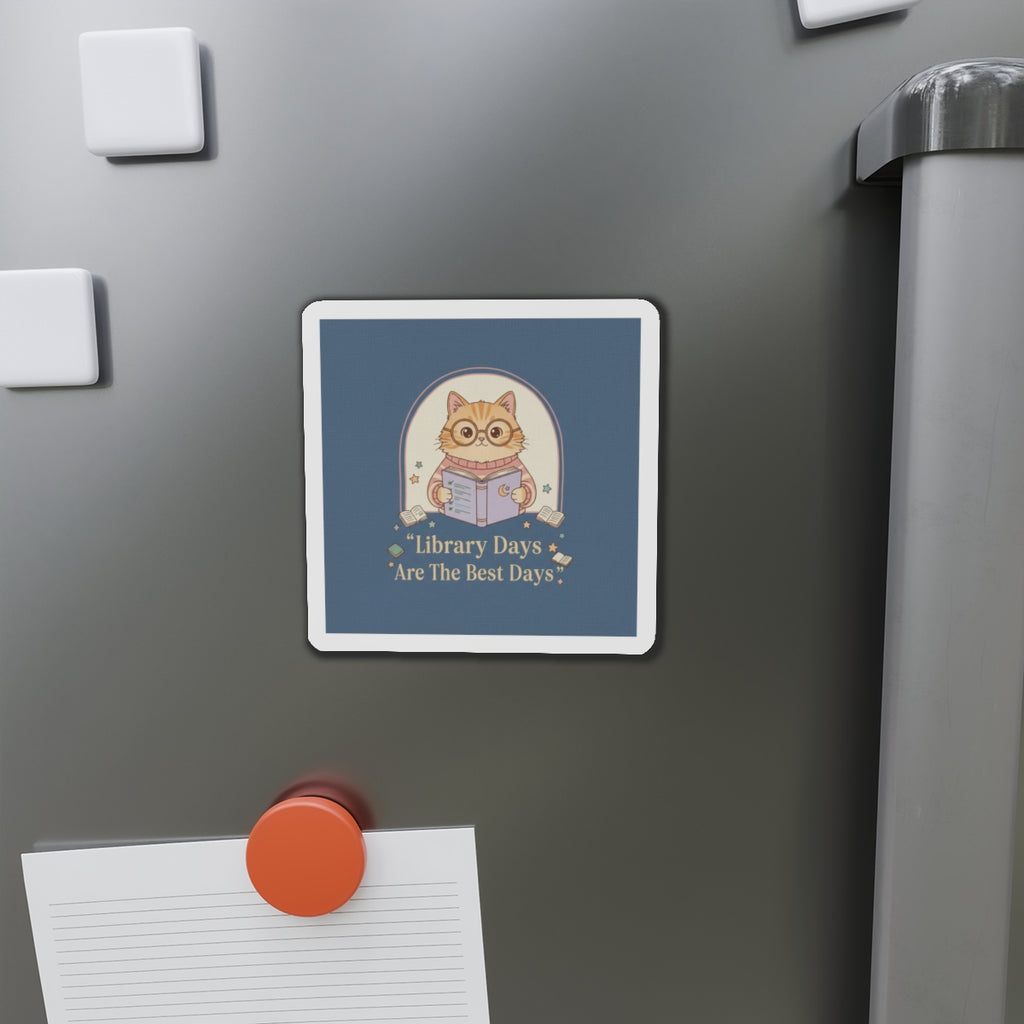 Cat Die-Cut Magnet – Library Days Are the Best Days