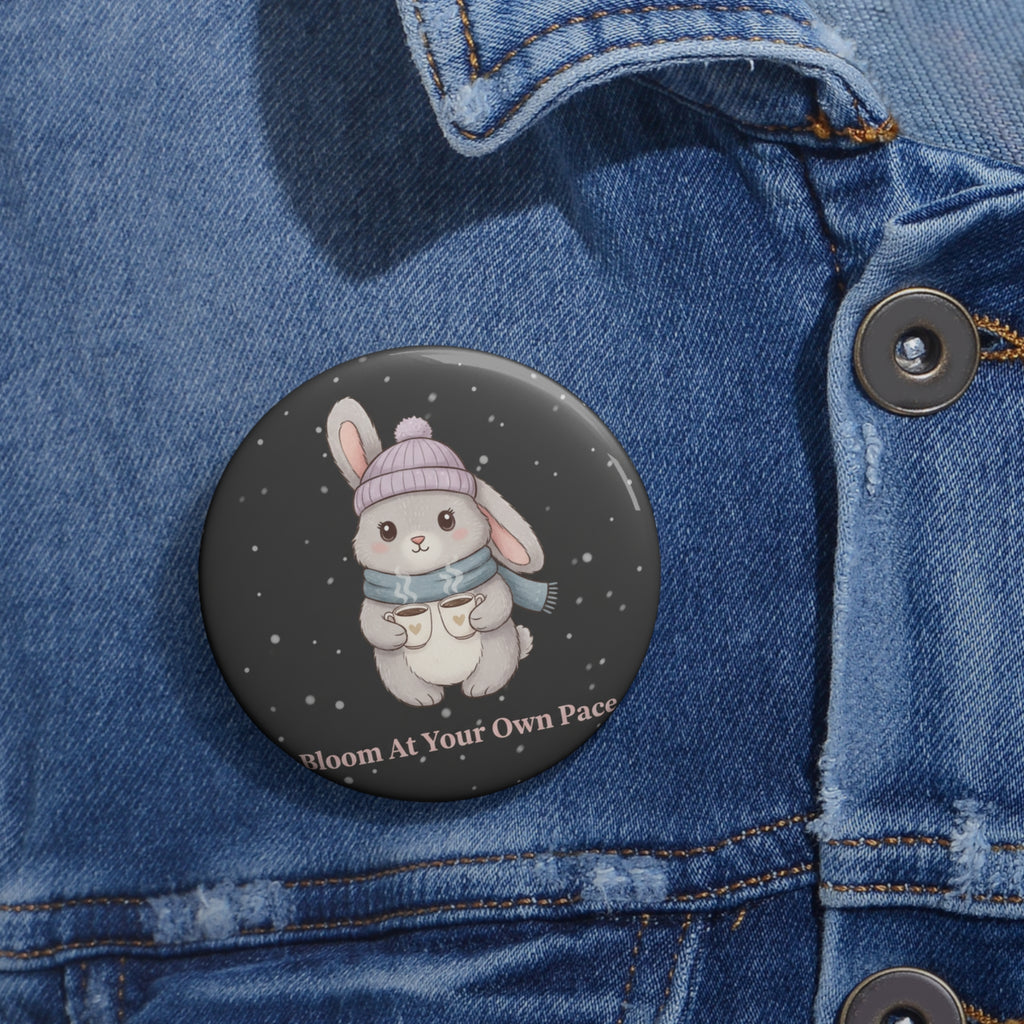 Bunny Pin Button – Bloom at Your Own Pace