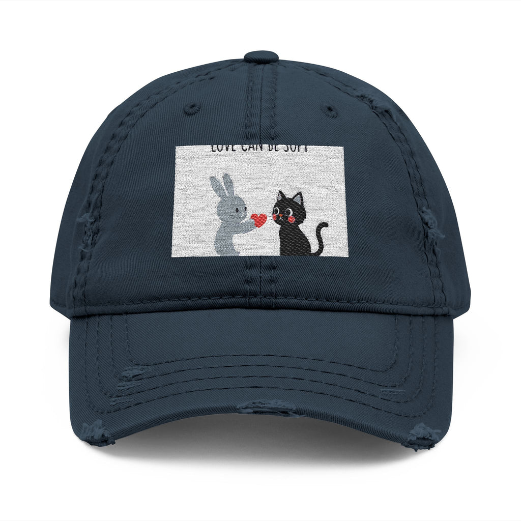 "LOVE CAN BE SOFT" Black Cat Dad Hat | College Girl Gift | Fashion | KayKay Classics