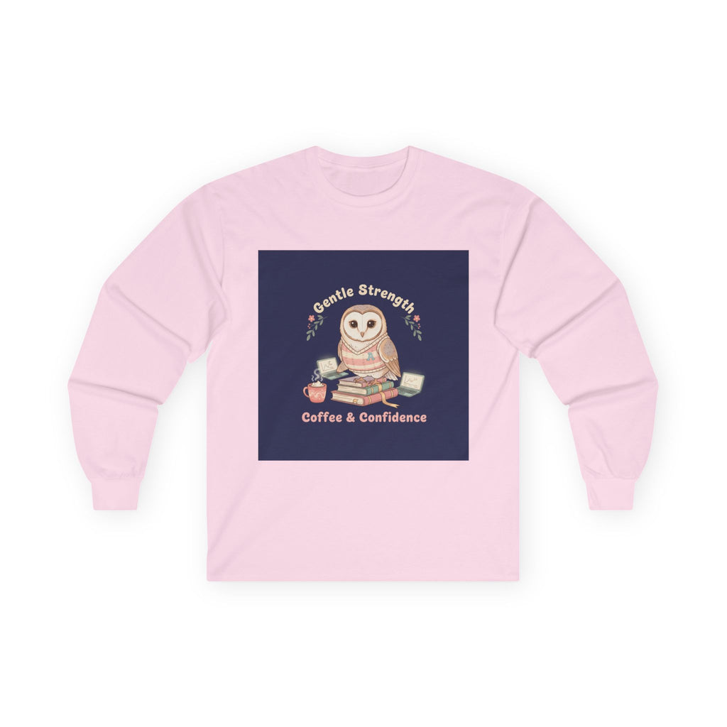 Owl Long Sleeve Tee – Gentle Strength Coffee Confidence