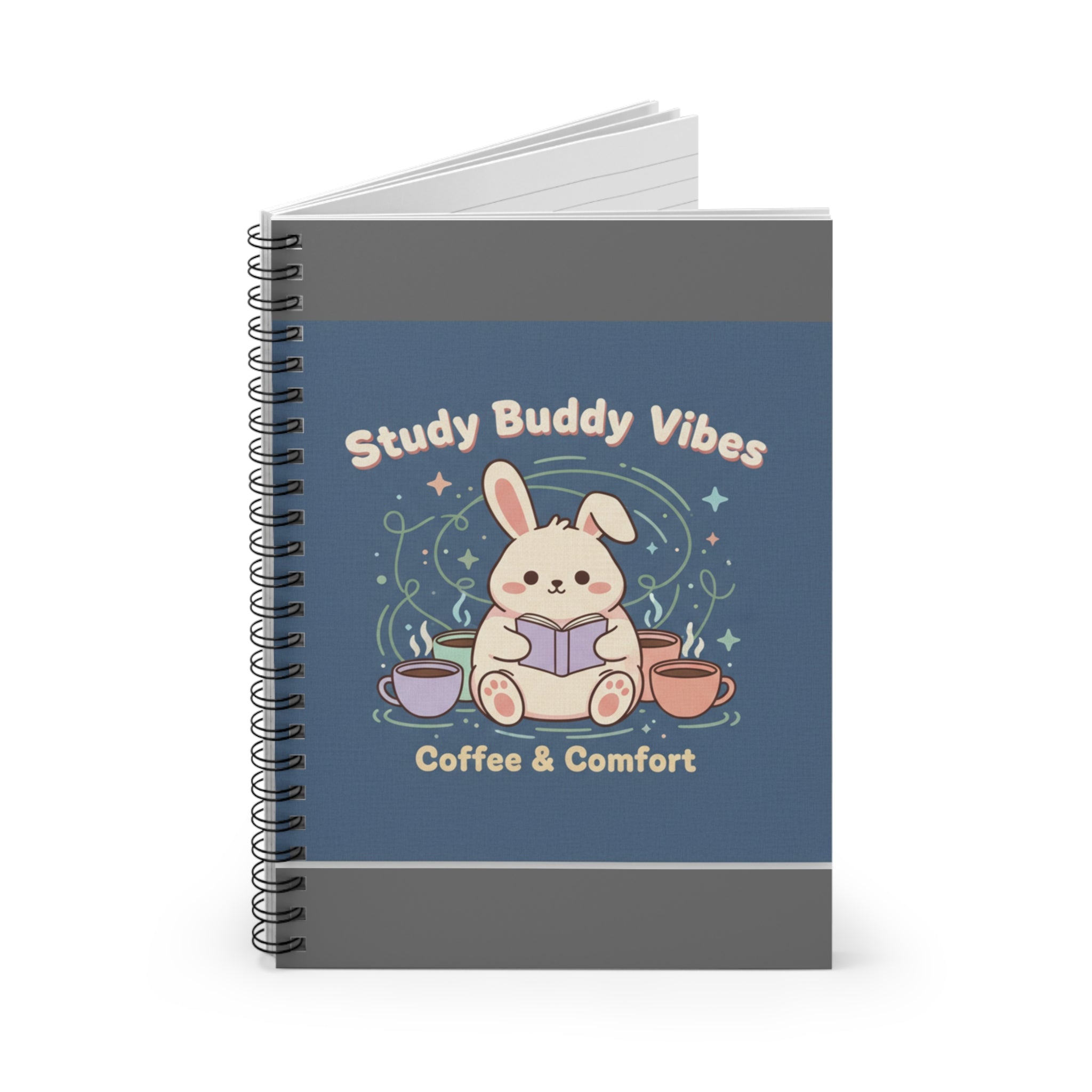 Bunny Spiral Notebook – Study Buddy Vibes Coffee Comfort