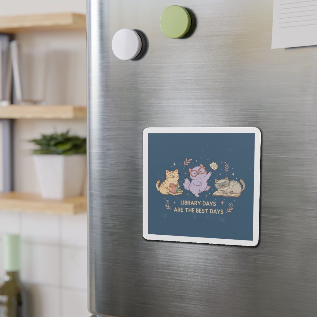 Cats With Glasses Die-Cut Magnet – Library Days Are the Best Days