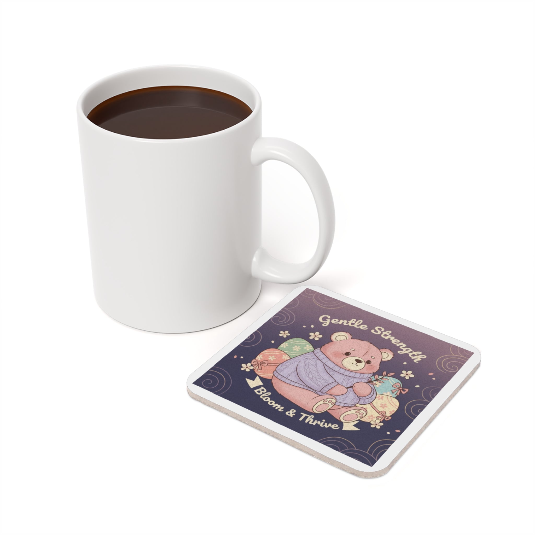 Bear Cork Coaster – Gentle Strength Bloom Thrive