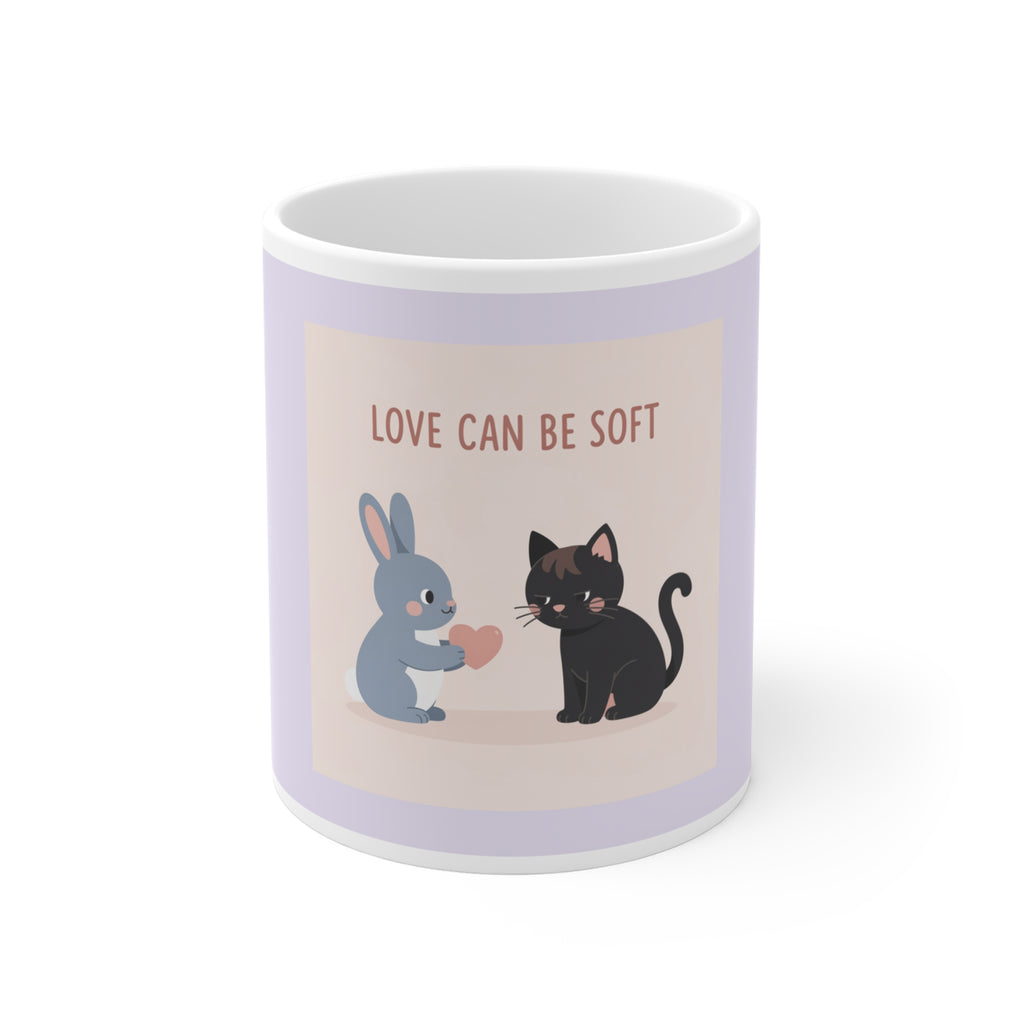 "LOVE CAN BE SOFT" Black Cat Mug | College Girl Gift | Fashion | KayKay Classics