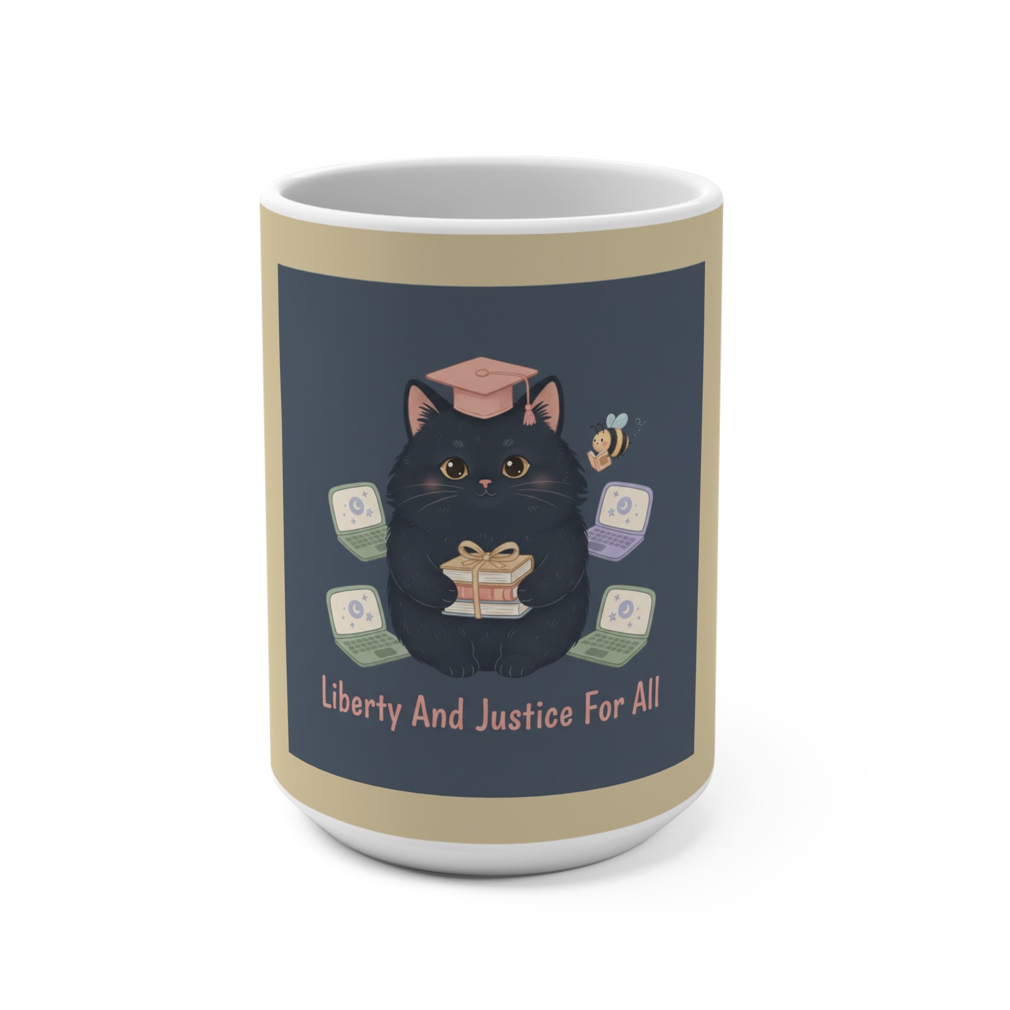 Black Cat Mug 15oz – Liberty and Justice for All
