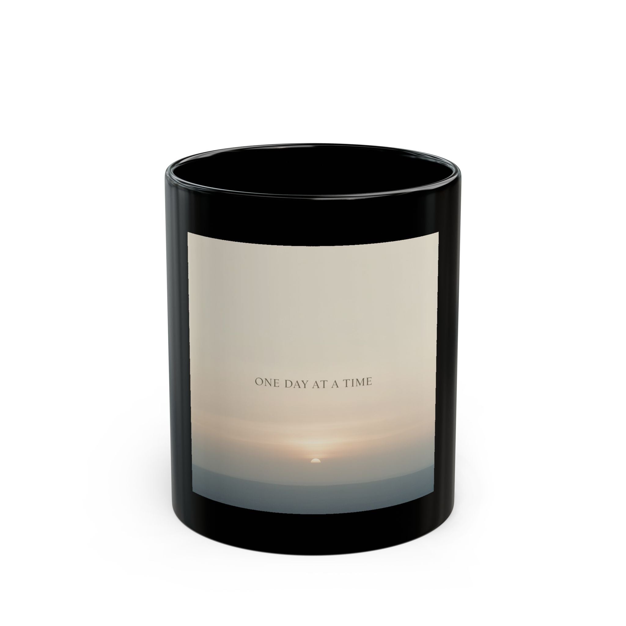 ONE DAY AT A TIME Black Mug