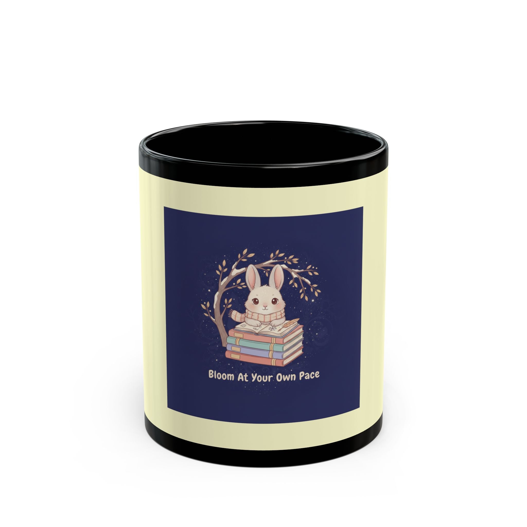 Rabbit Black Mug 11oz – Bloom at Your Own Pace