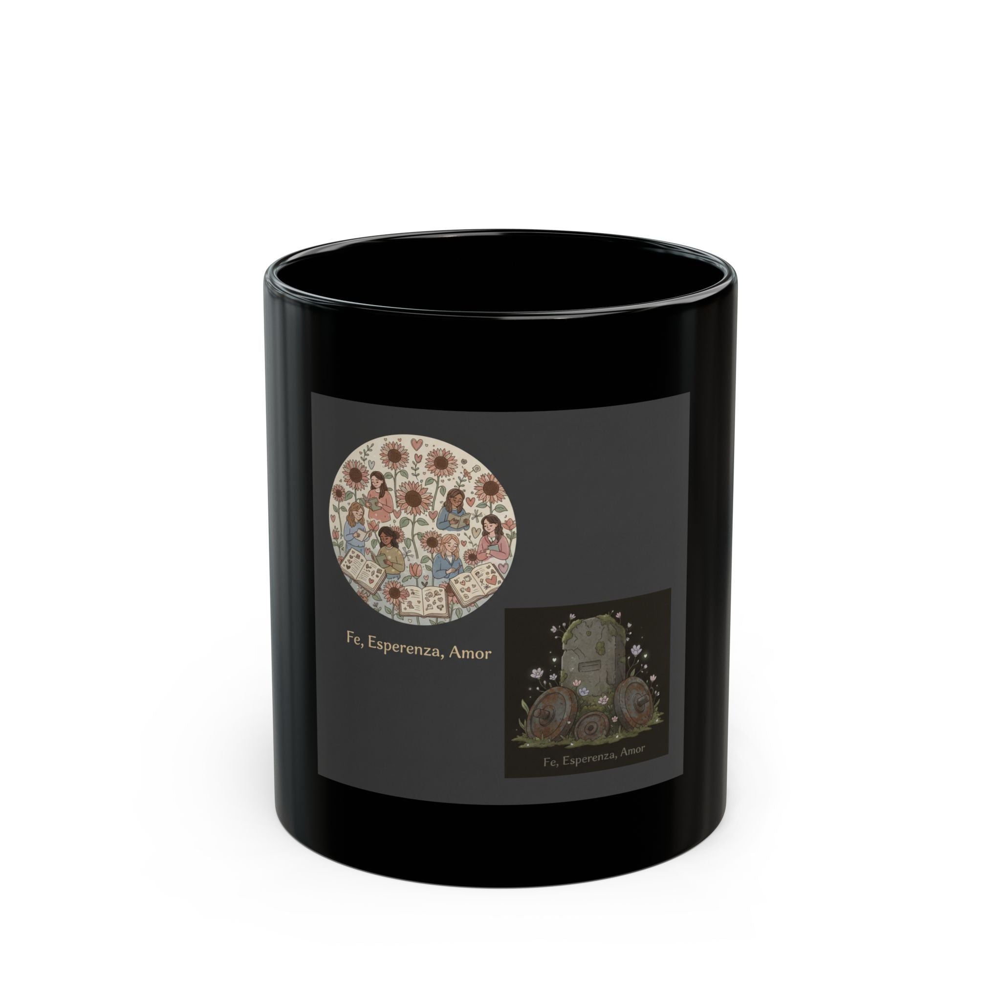 Fe, Esperanza, Amor Black Mug 11oz
