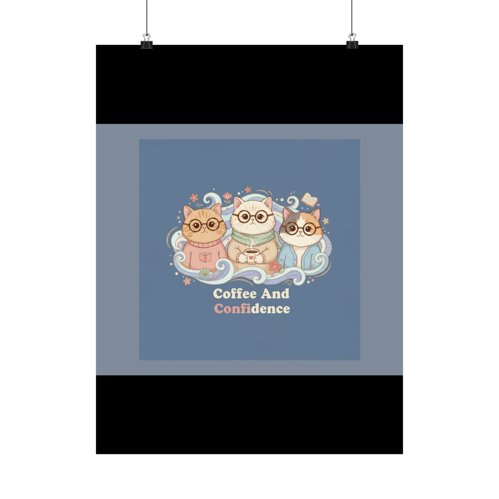 Cats With Glasses Poster – Coffee and Confidence