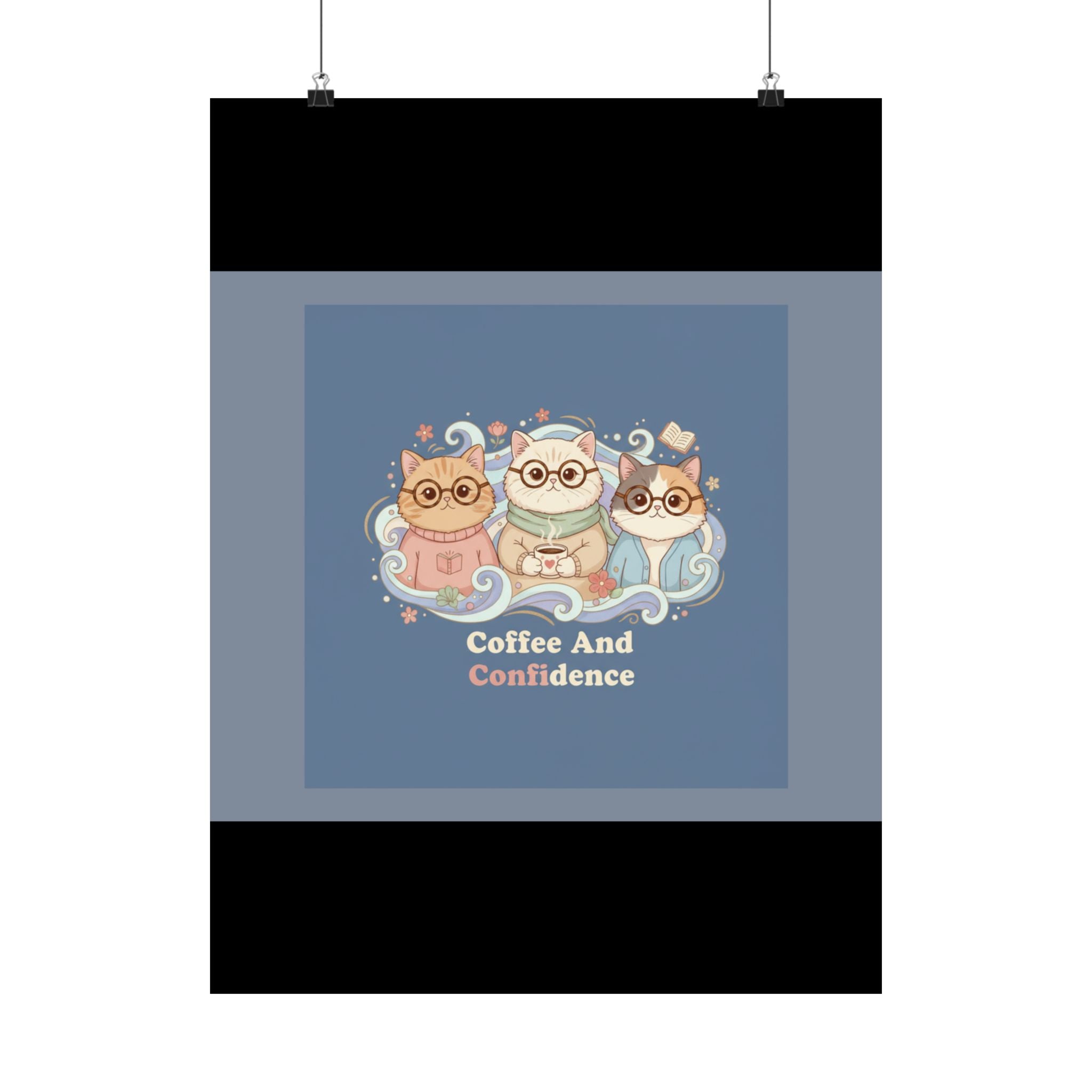 Cats With Glasses Poster – Coffee and Confidence