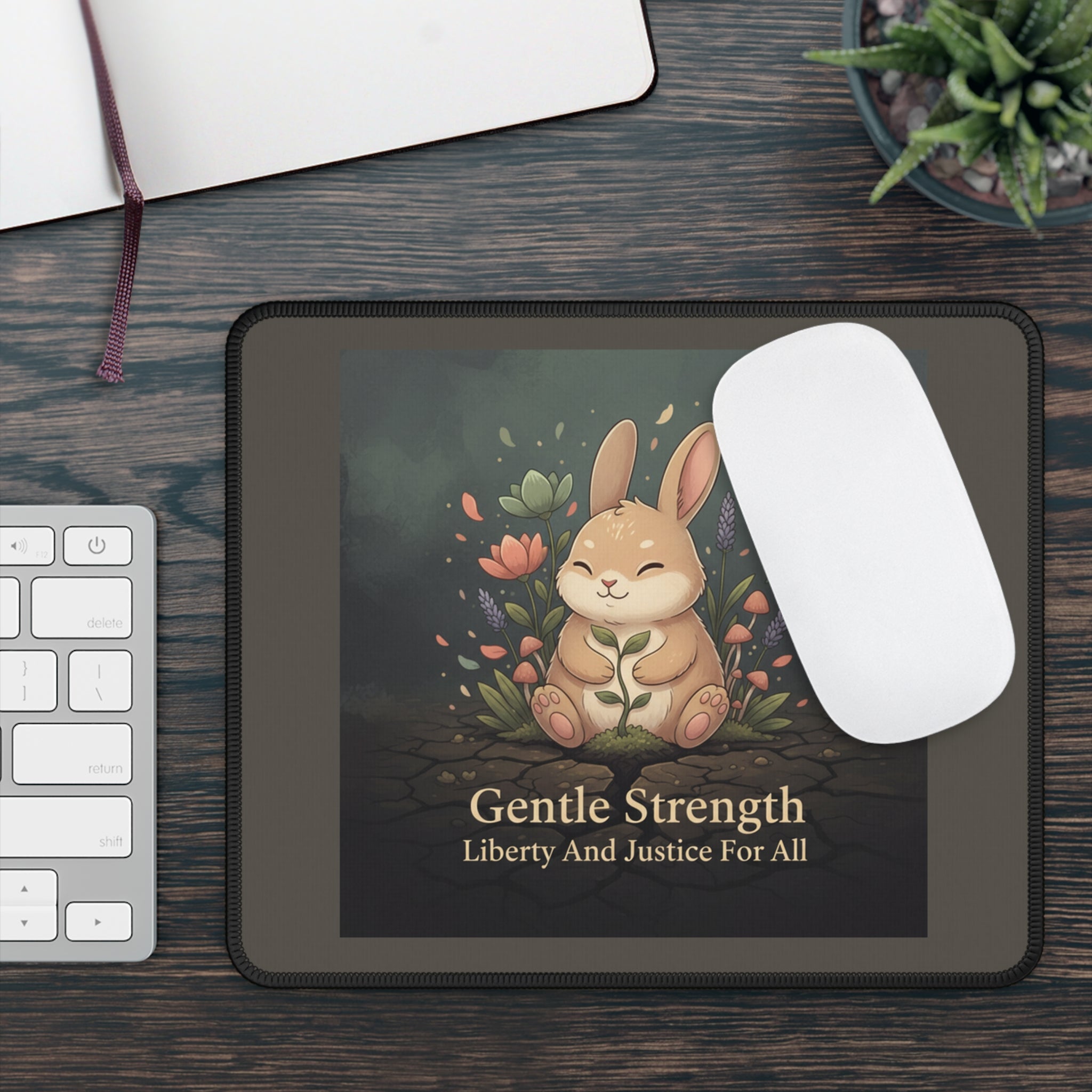 Bunny Mouse Pad – Gentle Strength Liberty and Justice for