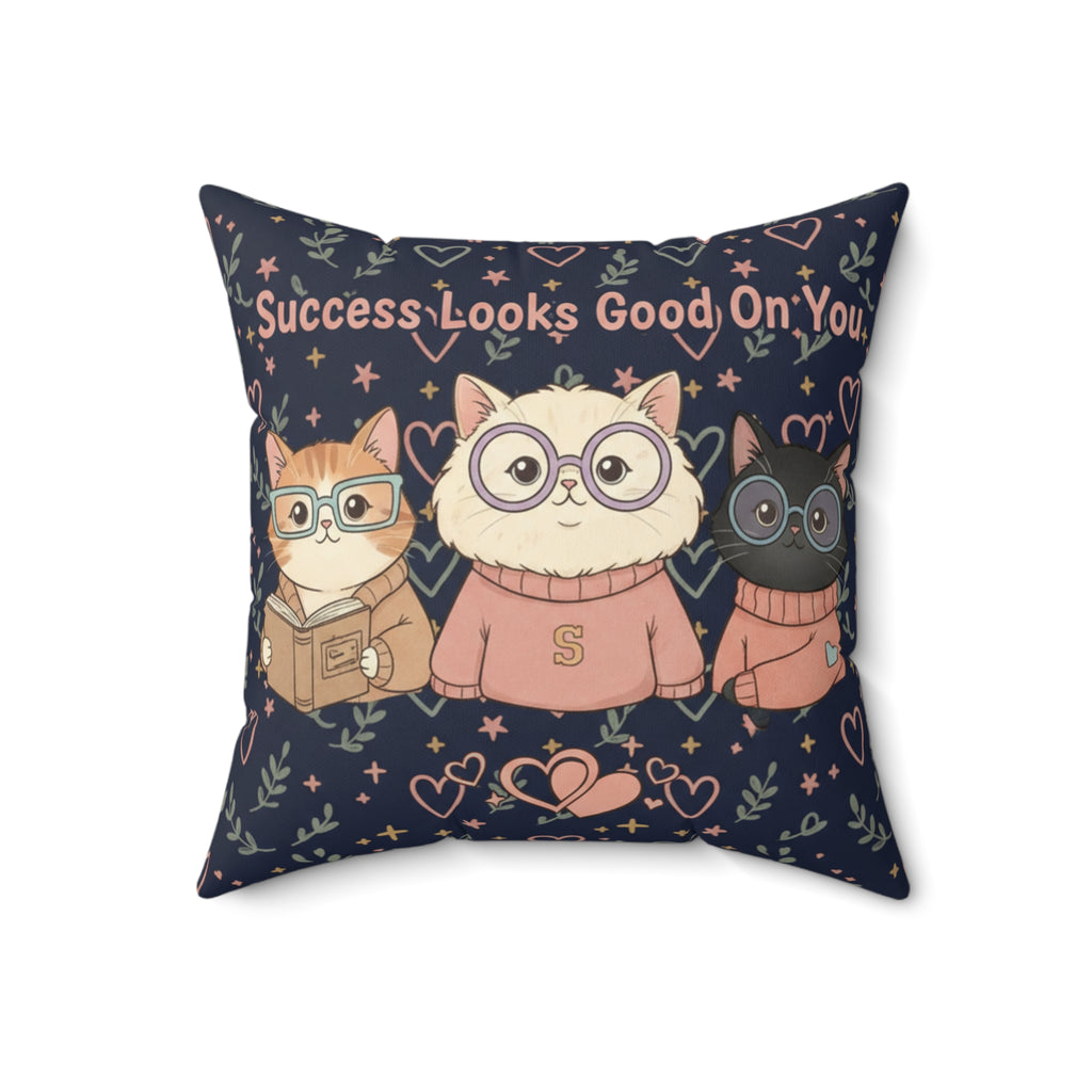 Cats With Glasses Square Pillow – Success Looks Good on You