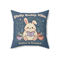 Bunny Square Pillow – Study Buddy Vibes Coffee Comfort
