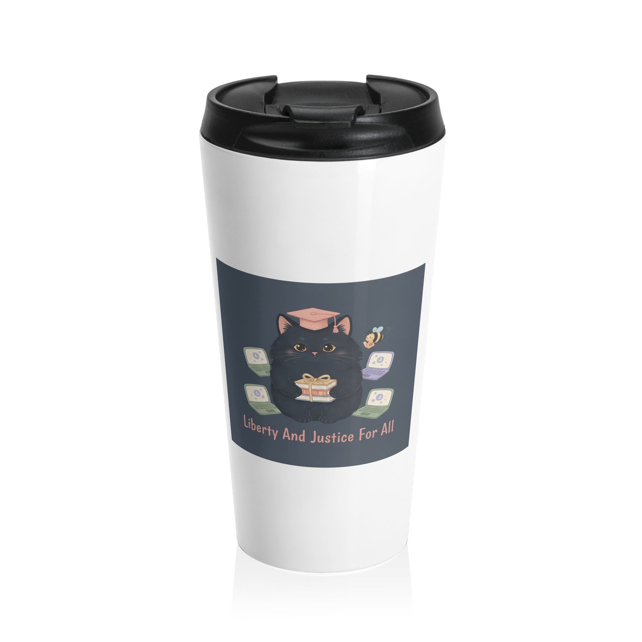 Black Cat Travel Mug – Liberty and Justice for All