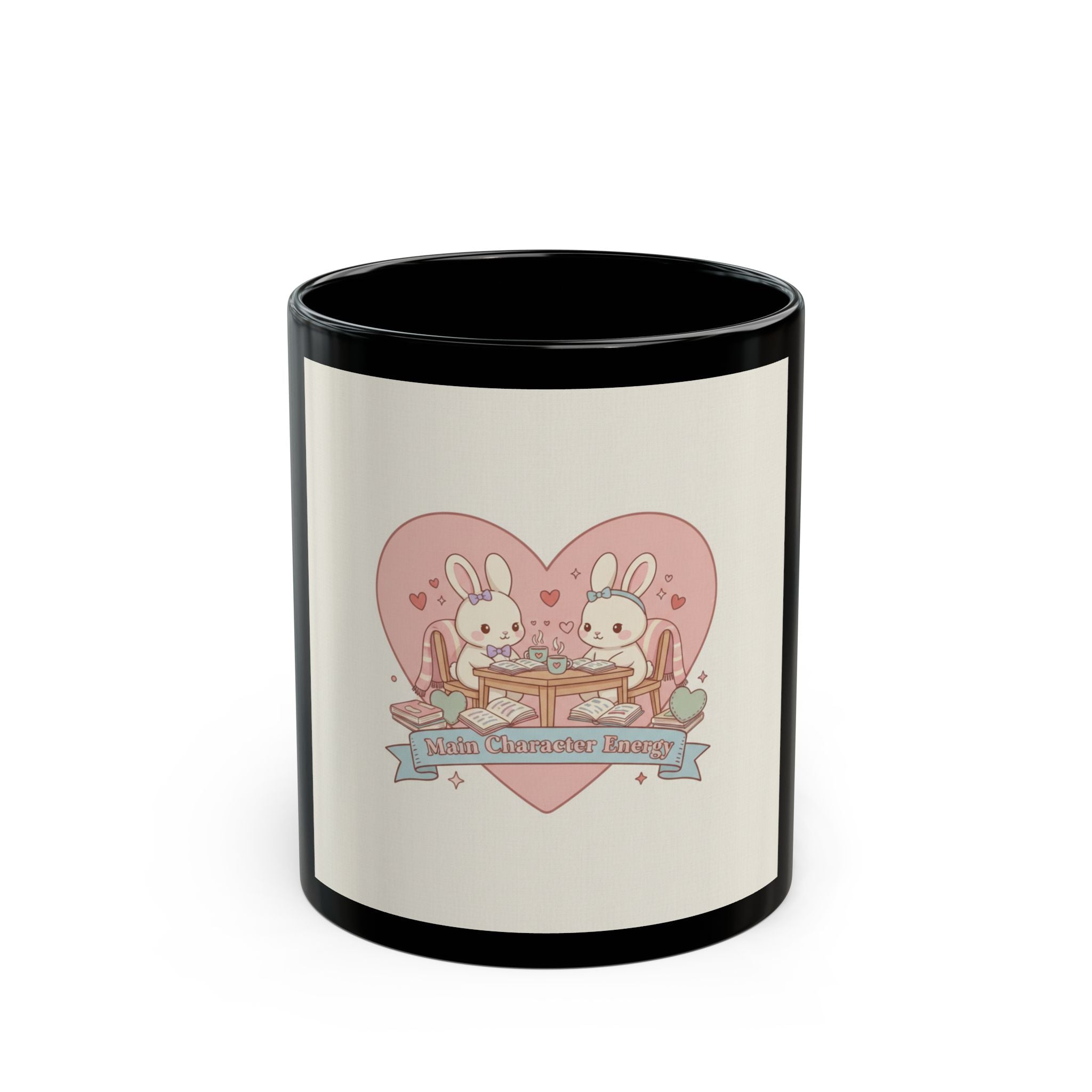 Main Character Energy Rabbits Black Mug 11oz
