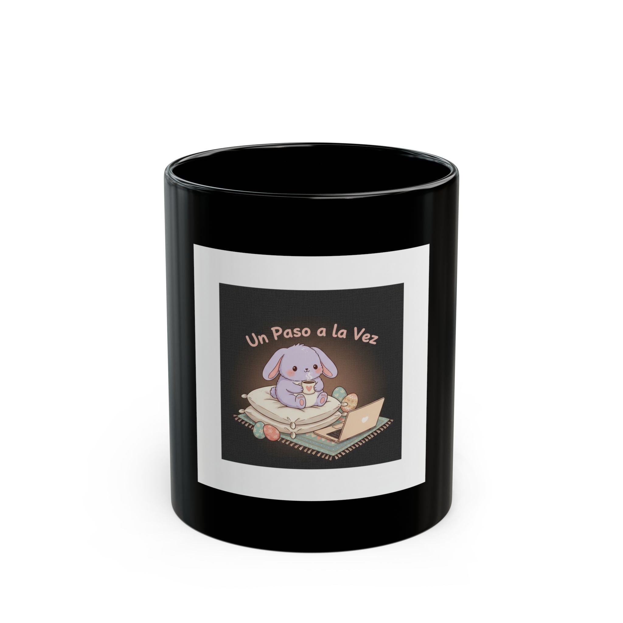 Bunny Black Mug 11oz – Un Paso a la Vez