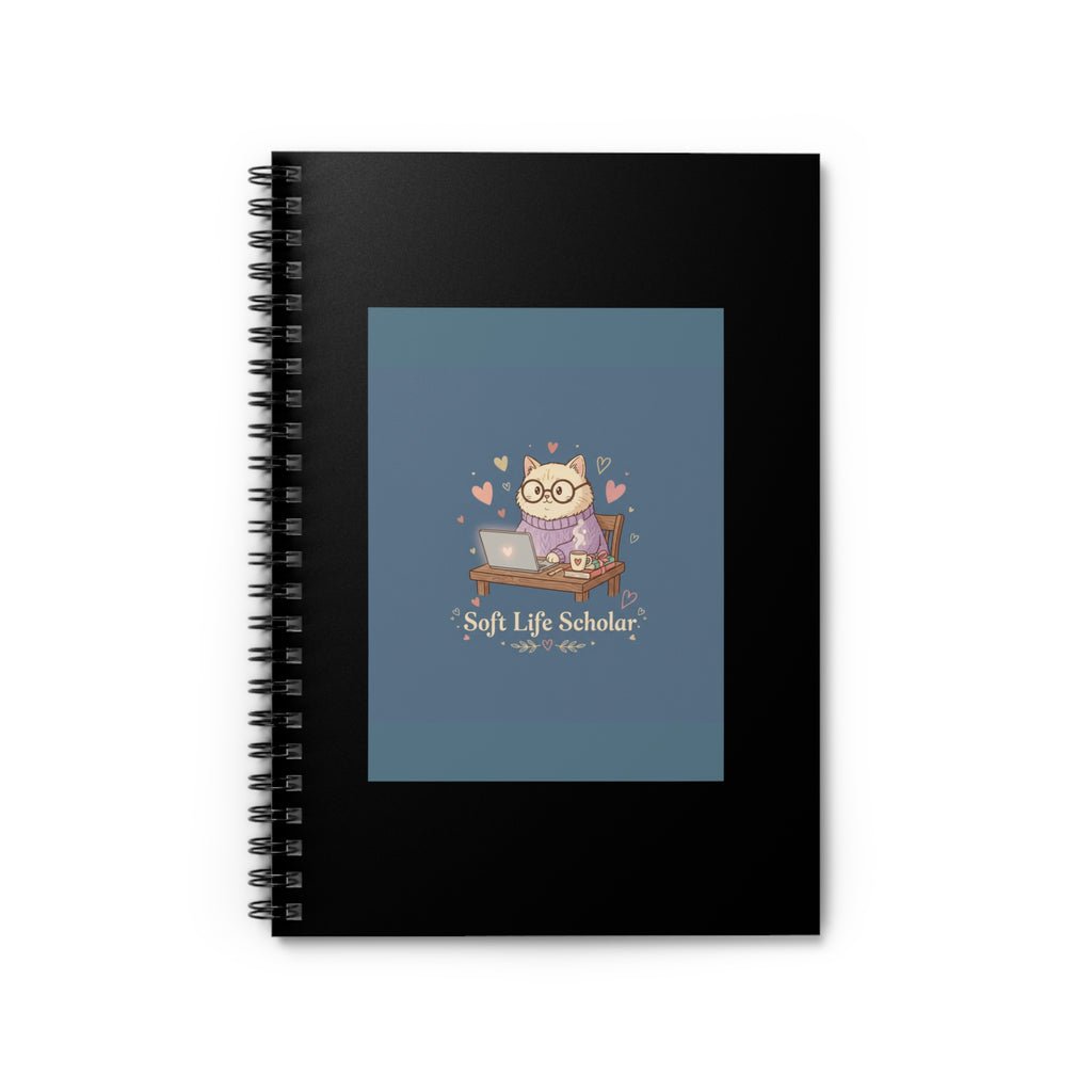 Soft Life Scholar Cat Spiral Notebook