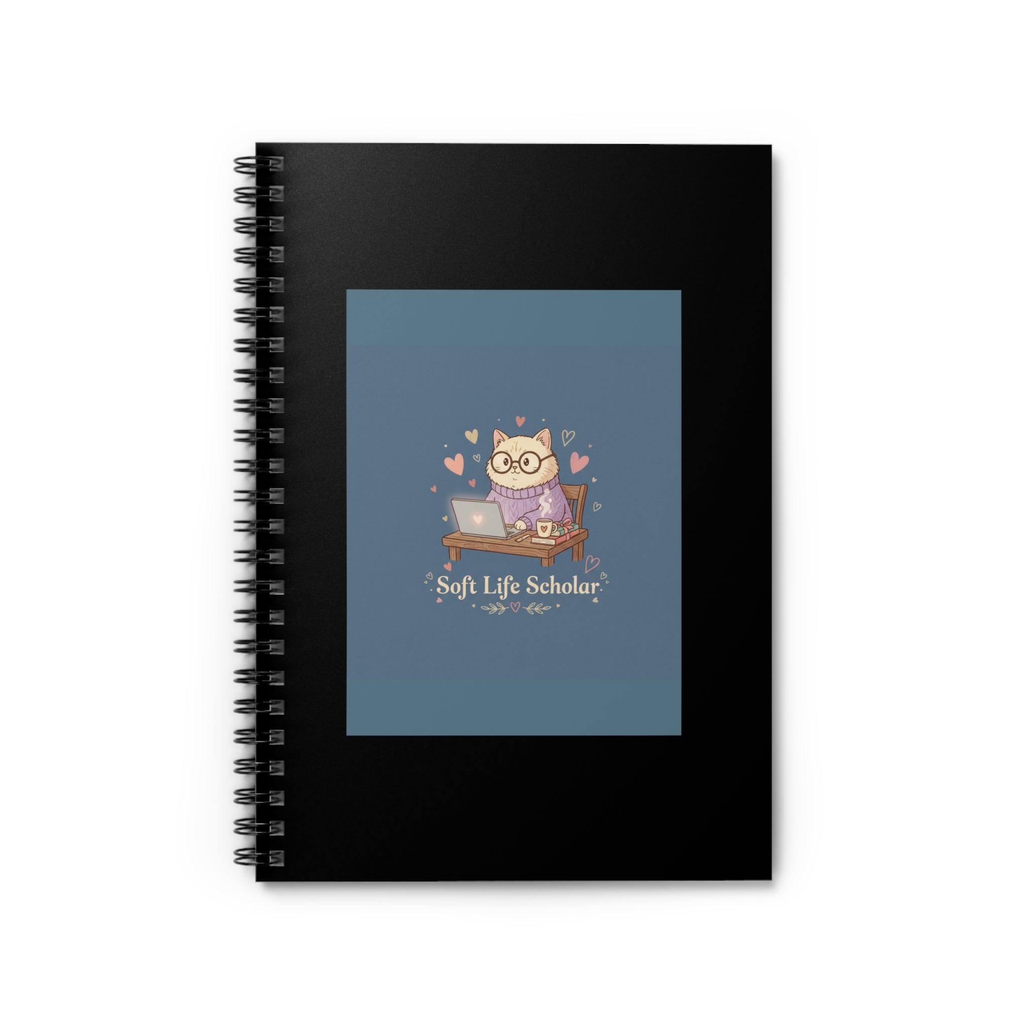 Soft Life Scholar Cat Spiral Notebook