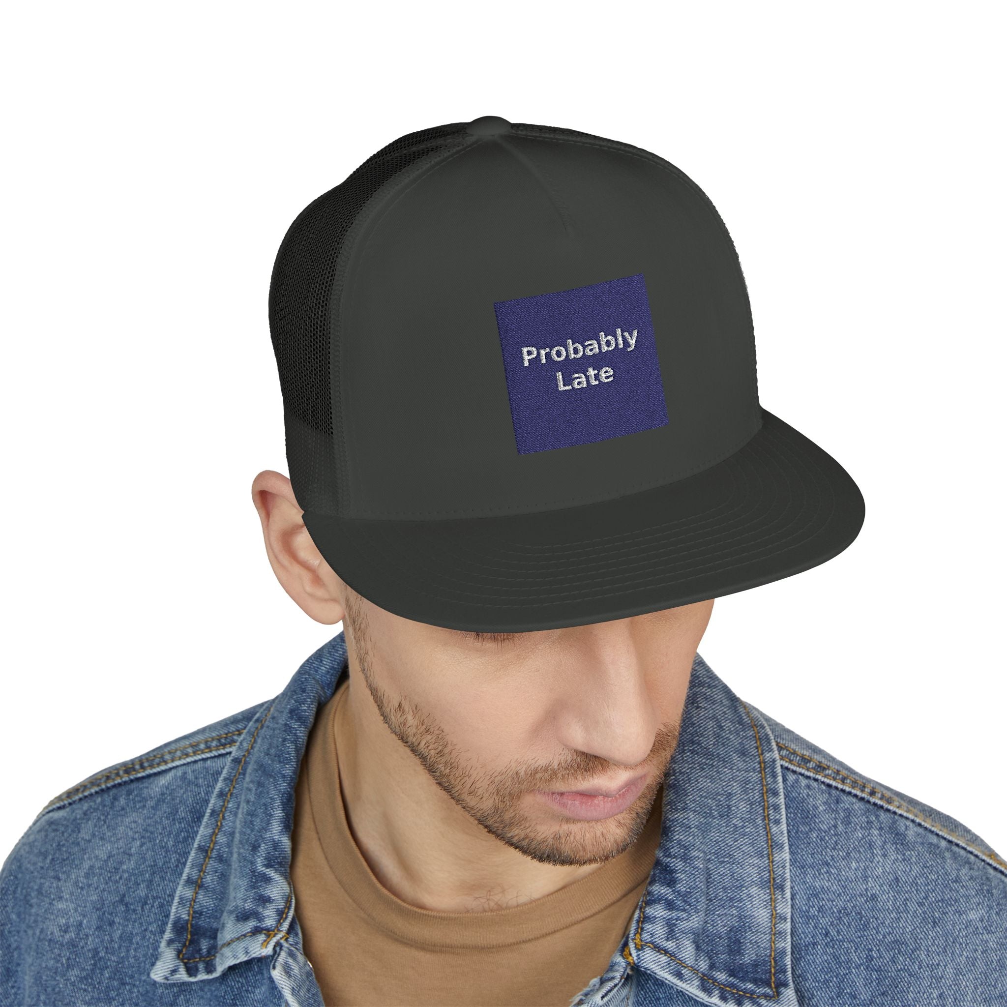 "Probably Late" Black Cat Trucker Cap | College Girl Gift | Fashion | KayKay Classics
