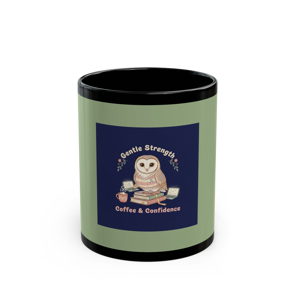 Owl Black Mug 11oz – Gentle Strength Coffee Confidence