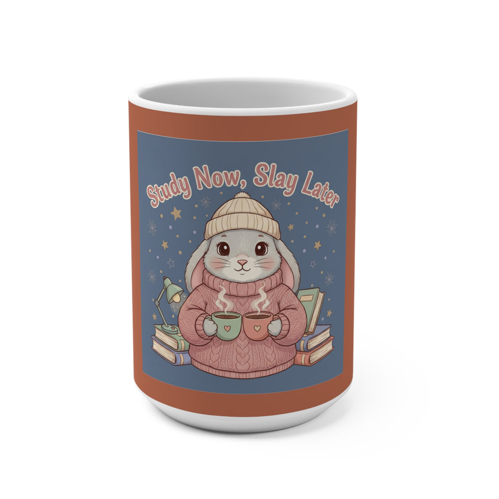 Rabbit Mug 15oz – Study Now, Slay Later