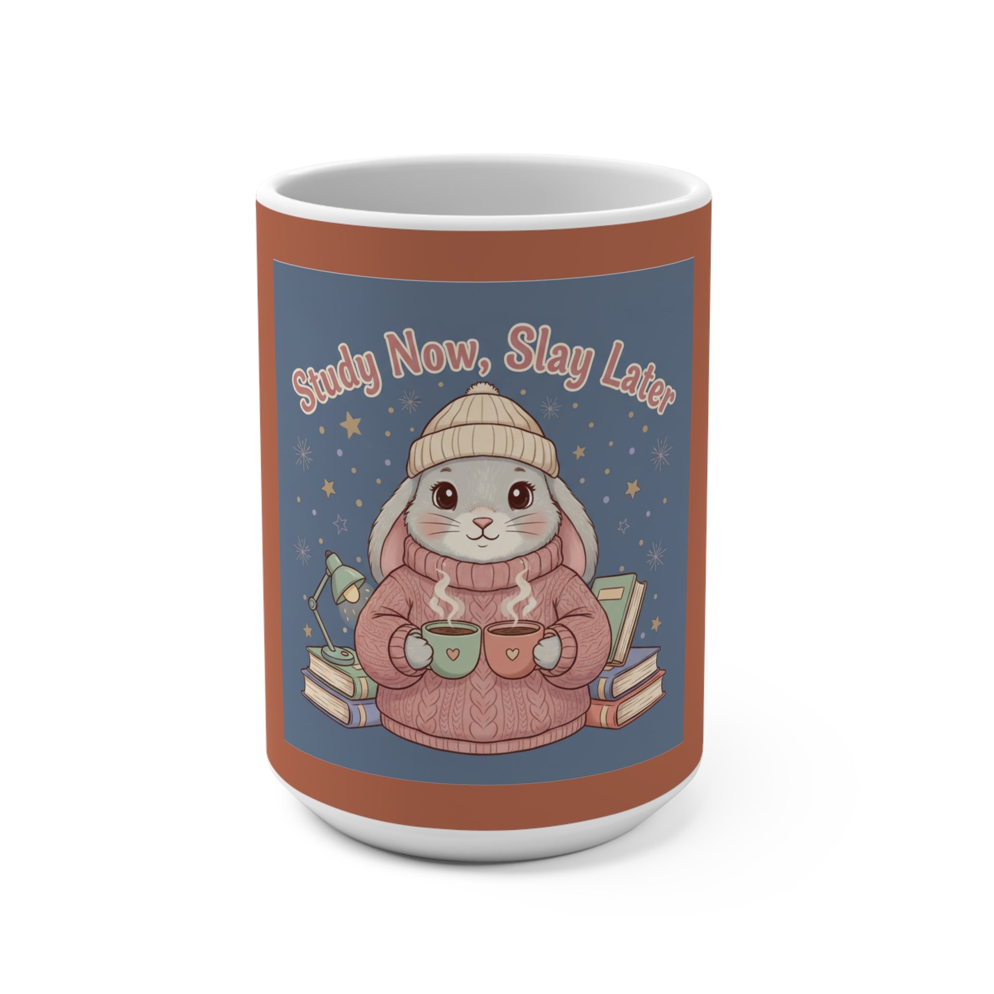 Rabbit Mug 15oz – Study Now, Slay Later