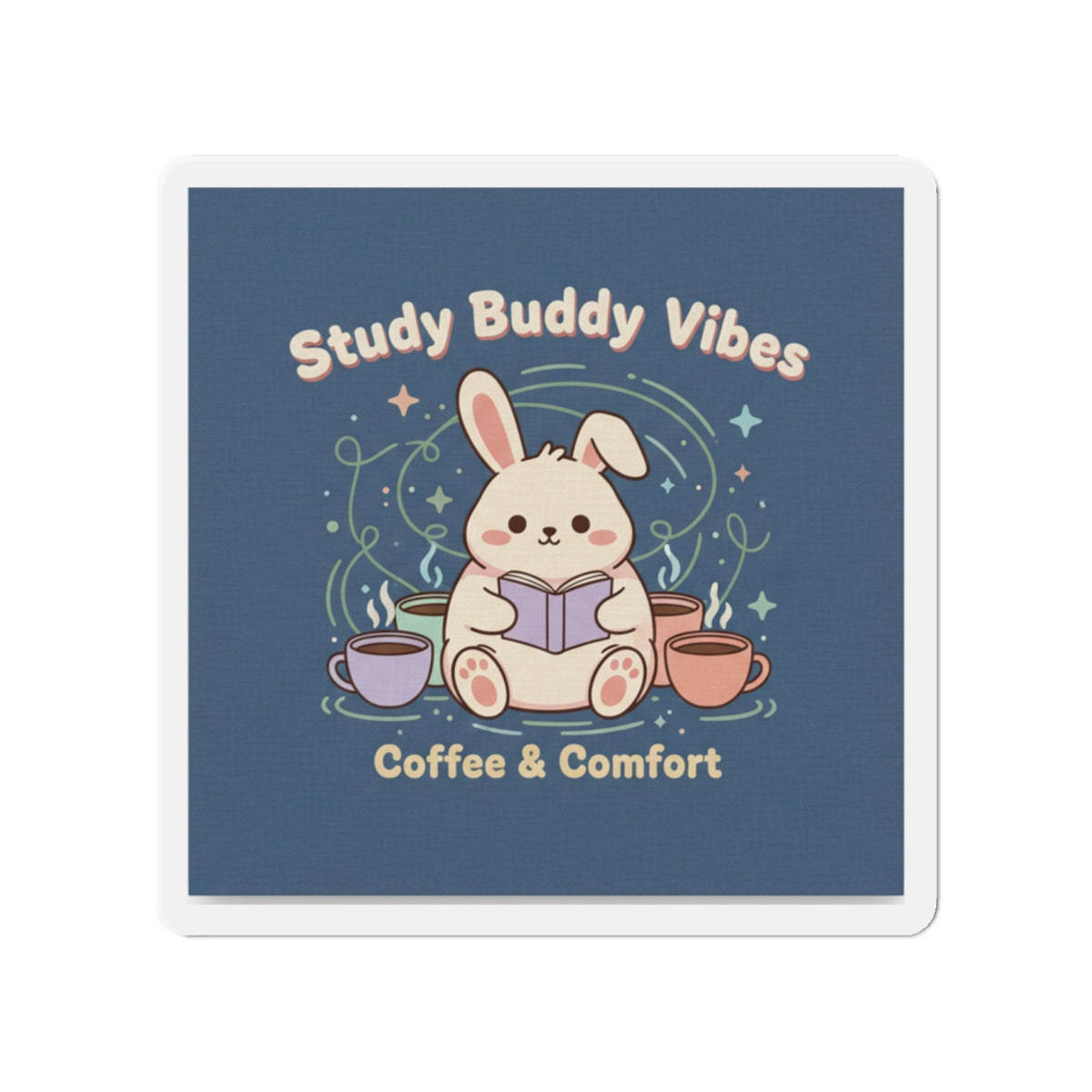 Bunny Die-Cut Magnet – Study Buddy Vibes Coffee Comfort