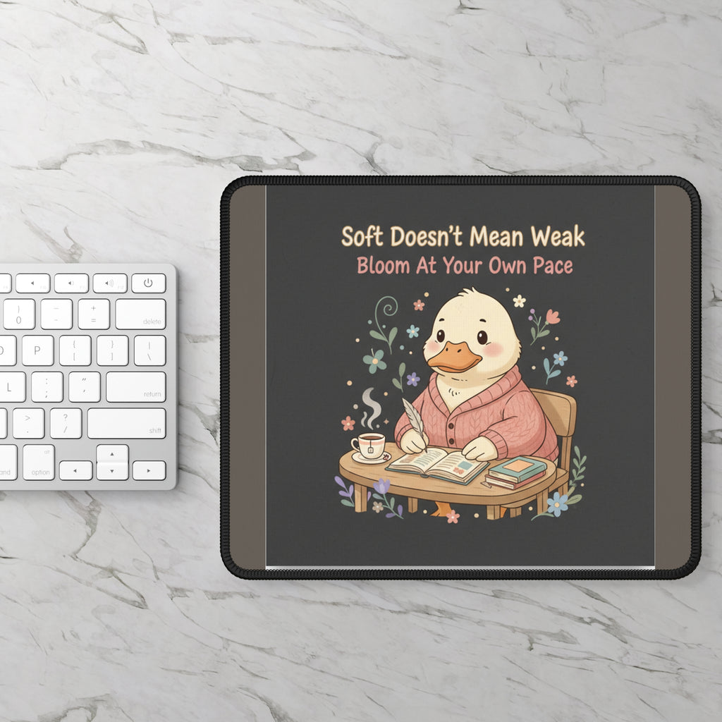 Duck In A Cardigan Mouse Pad – Soft Doesnt Mean Weak Bloom at Your Own