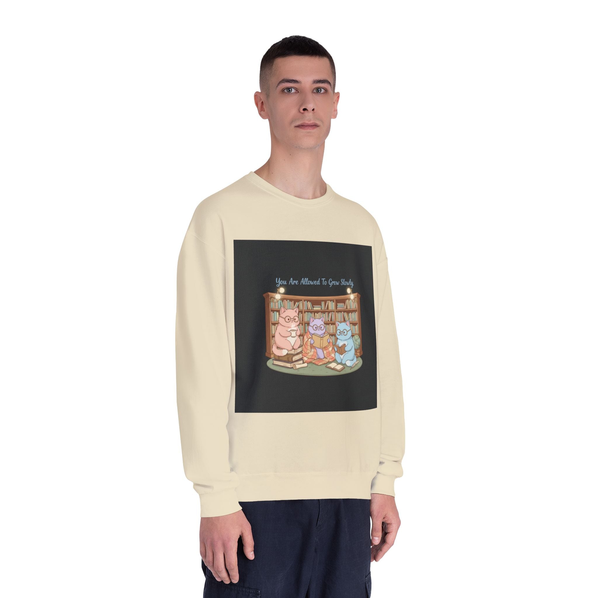 Cats With Glasses Crewneck Sweatshirt – You Are Allowed to Grow Slowly