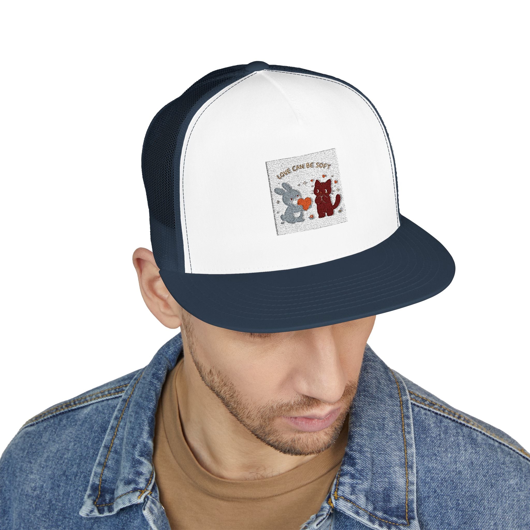 "LOVE CAN BE SOFT" Black Cat Trucker Cap | College Girl Gift | Fashion | KayKay Classics