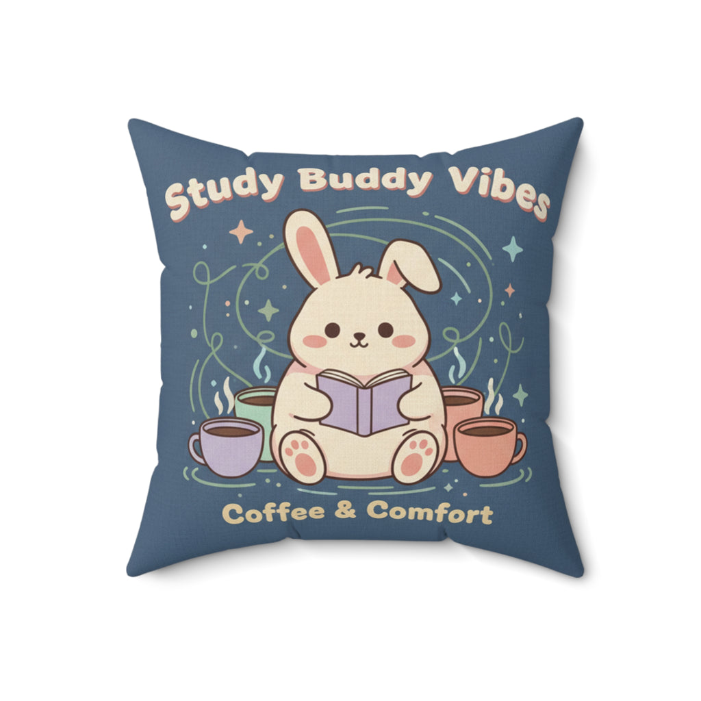 Bunny Square Pillow – Study Buddy Vibes Coffee Comfort