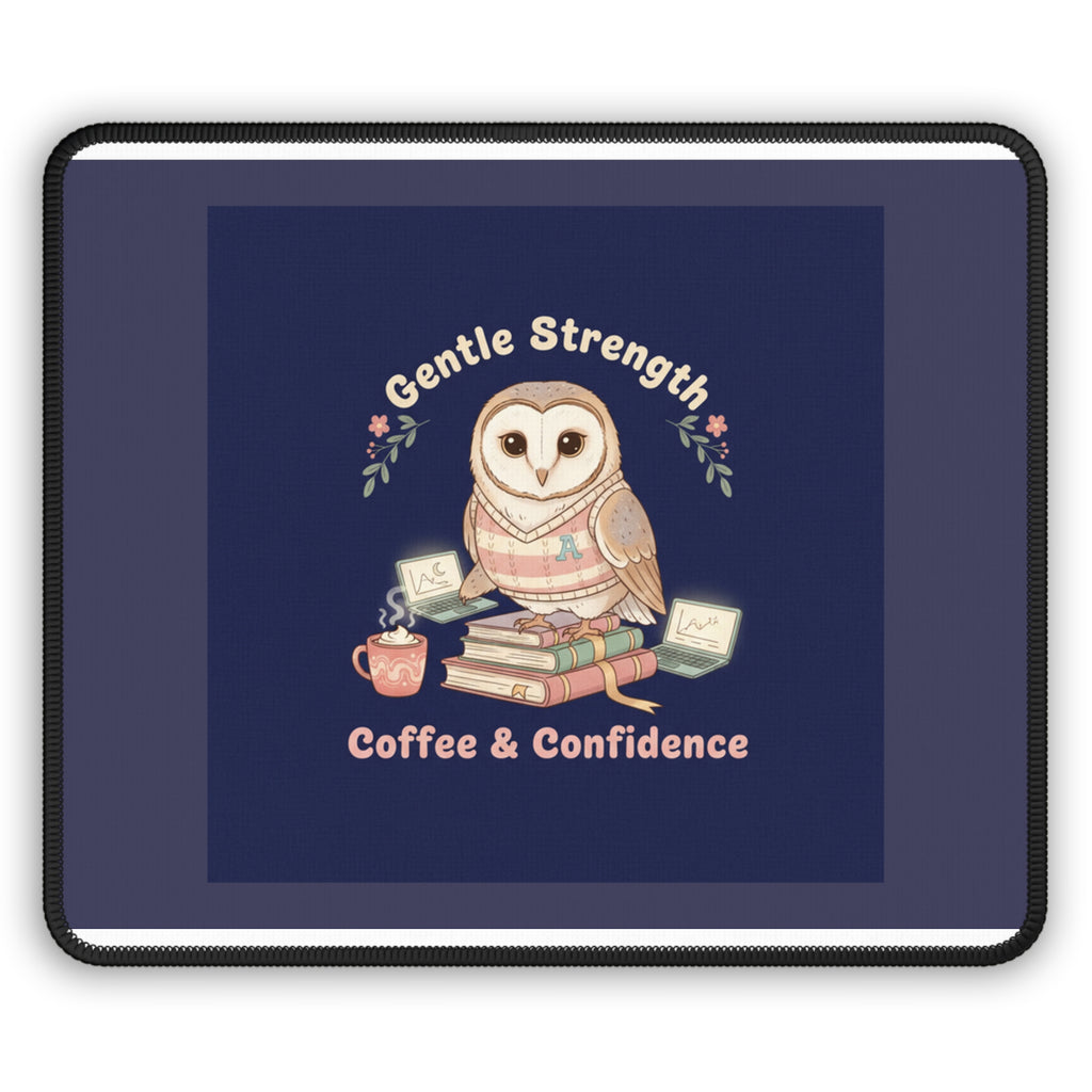 Owl Mouse Pad – Gentle Strength Coffee Confidence
