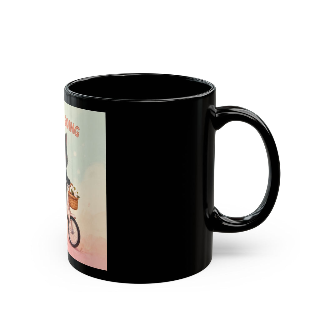 JUST KEEP GOING Cat Black Mug 11oz