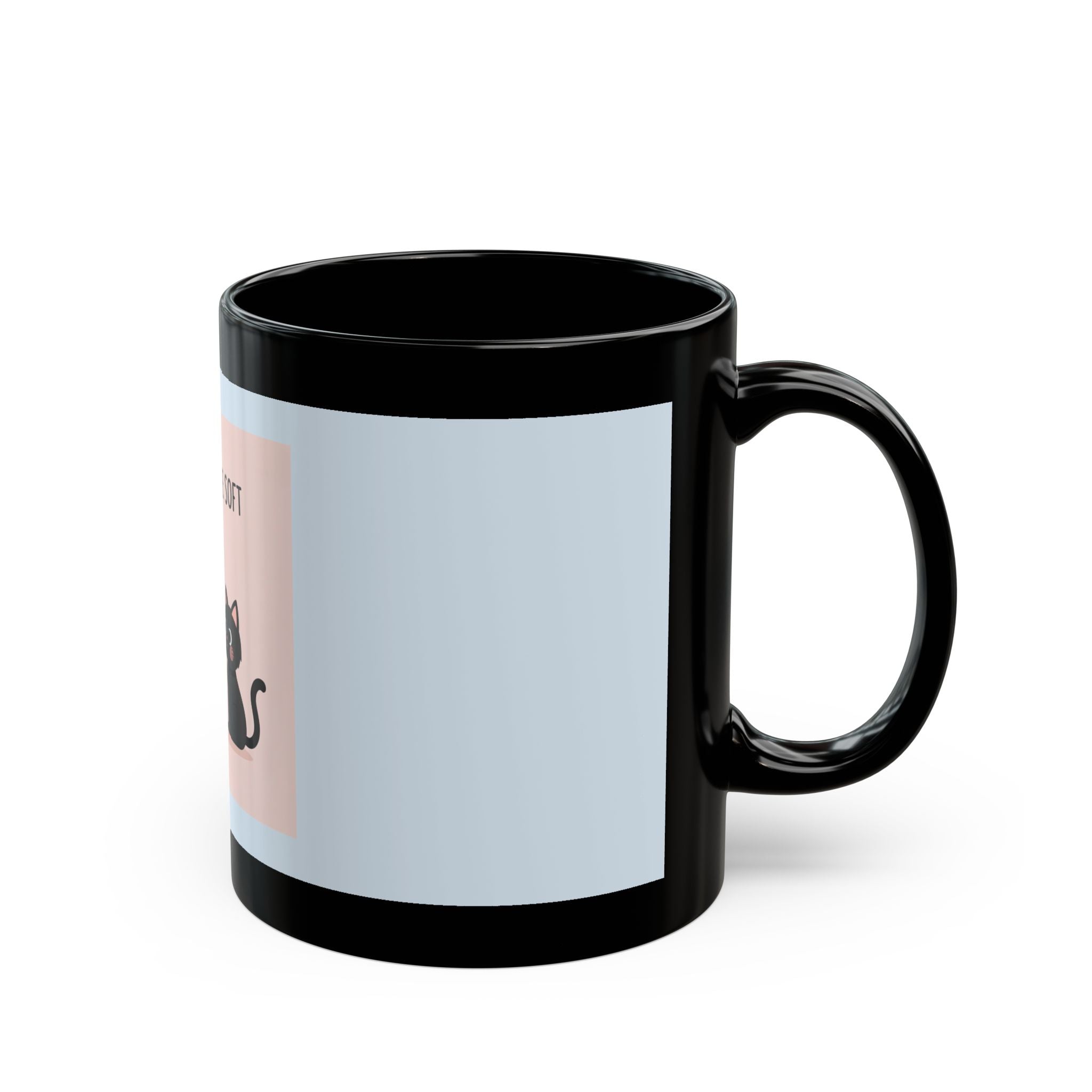 "LOVE CAN BE SOFT" Black Cat Black Mug | College Girl Gift | Fashion | KayKay Classics