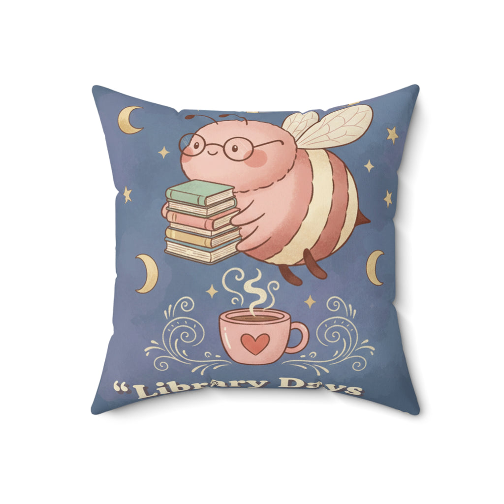 Bee Square Pillow – Library Days Are the Best Days