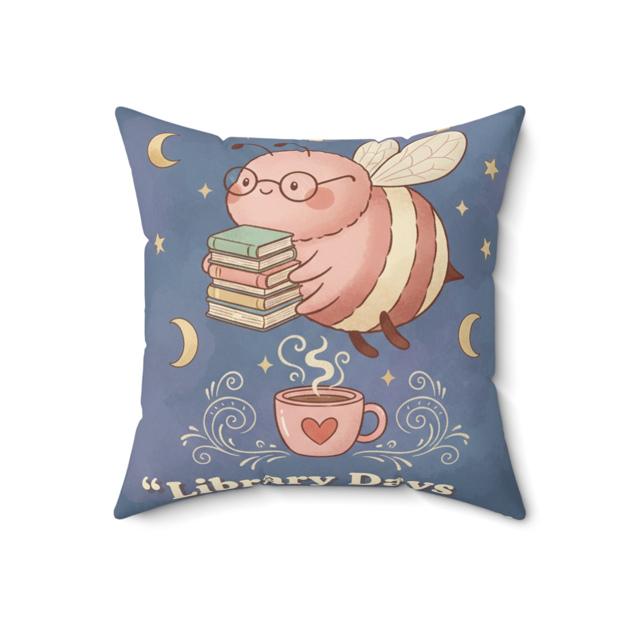 Bee Square Pillow – Library Days Are the Best Days