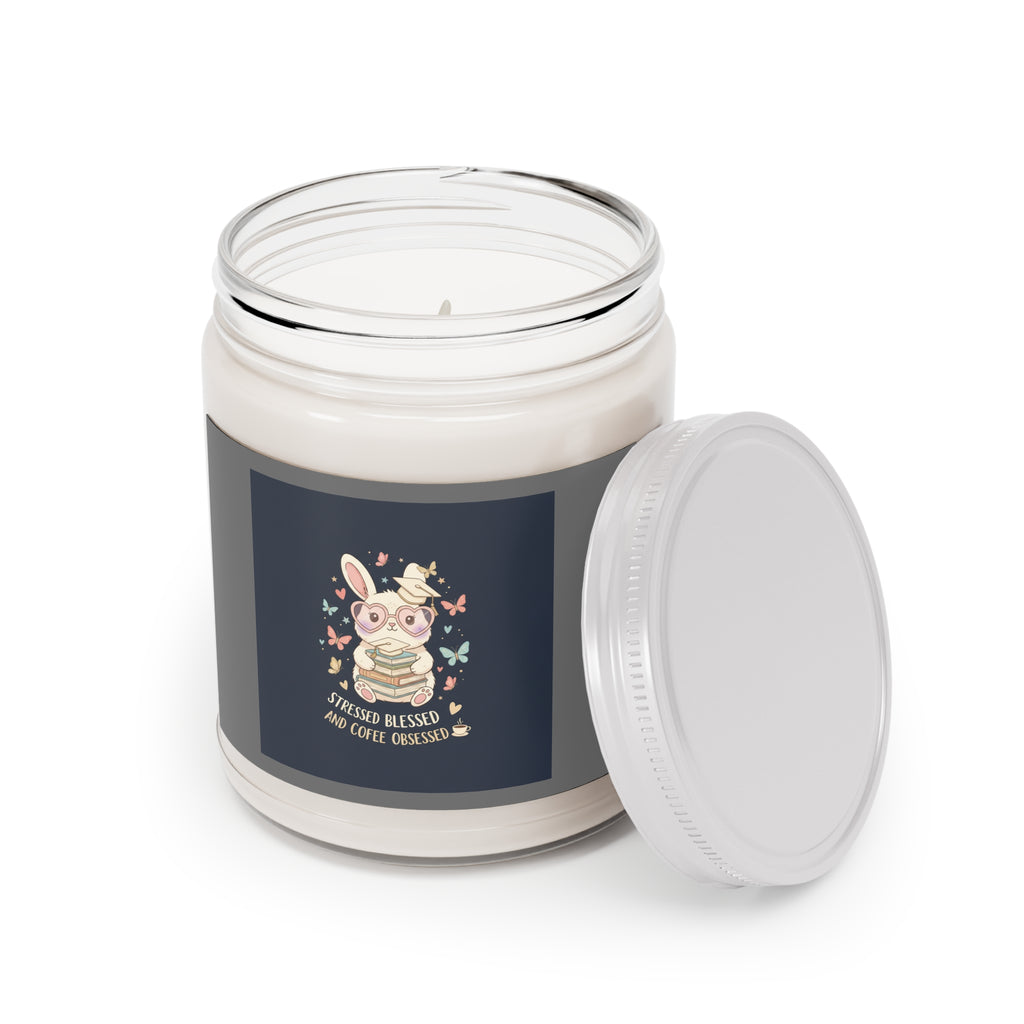 STRESSED BLESSED AND COFFEE OBSESSED Rabbit Scented Candle