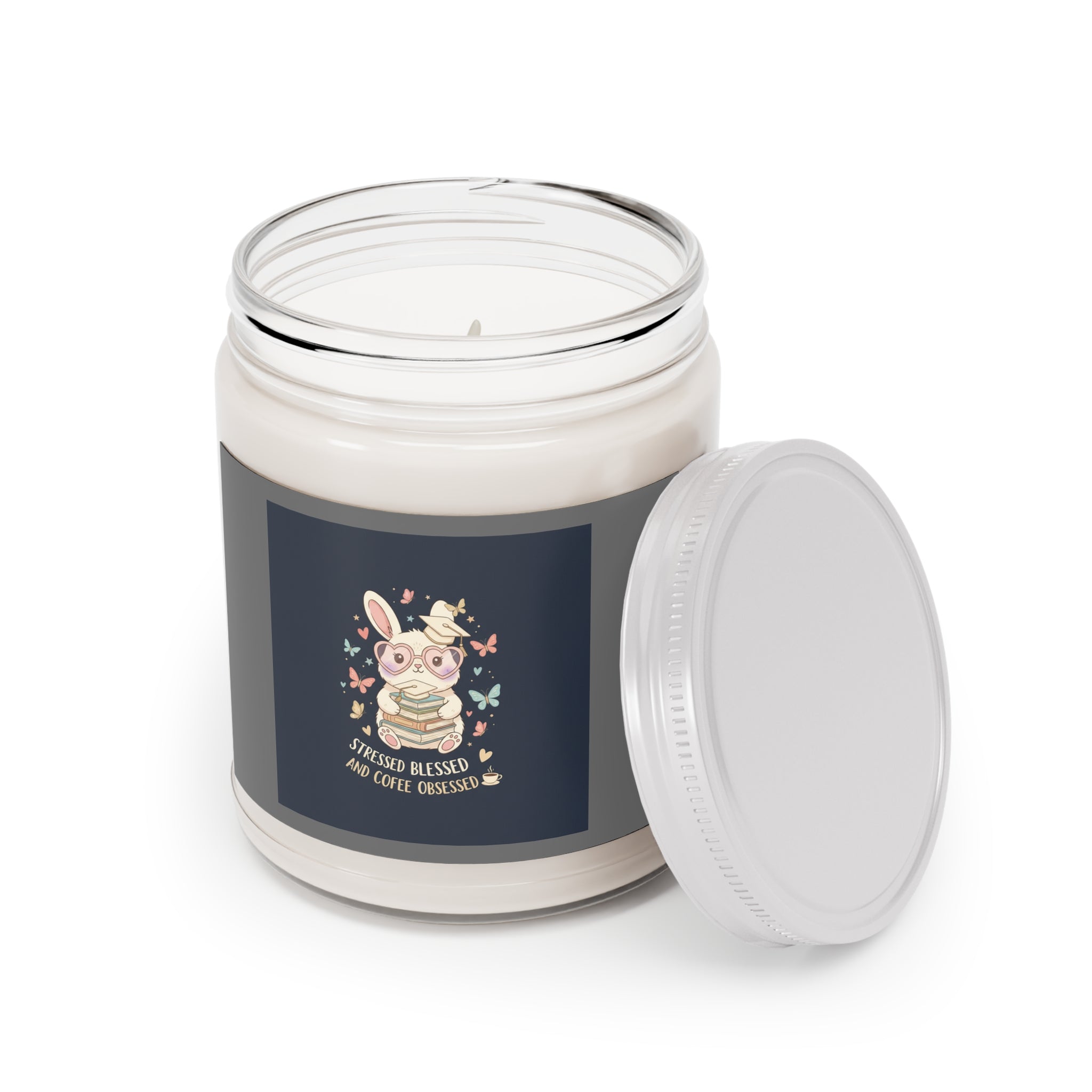 STRESSED BLESSED AND COFFEE OBSESSED Rabbit Scented Candle