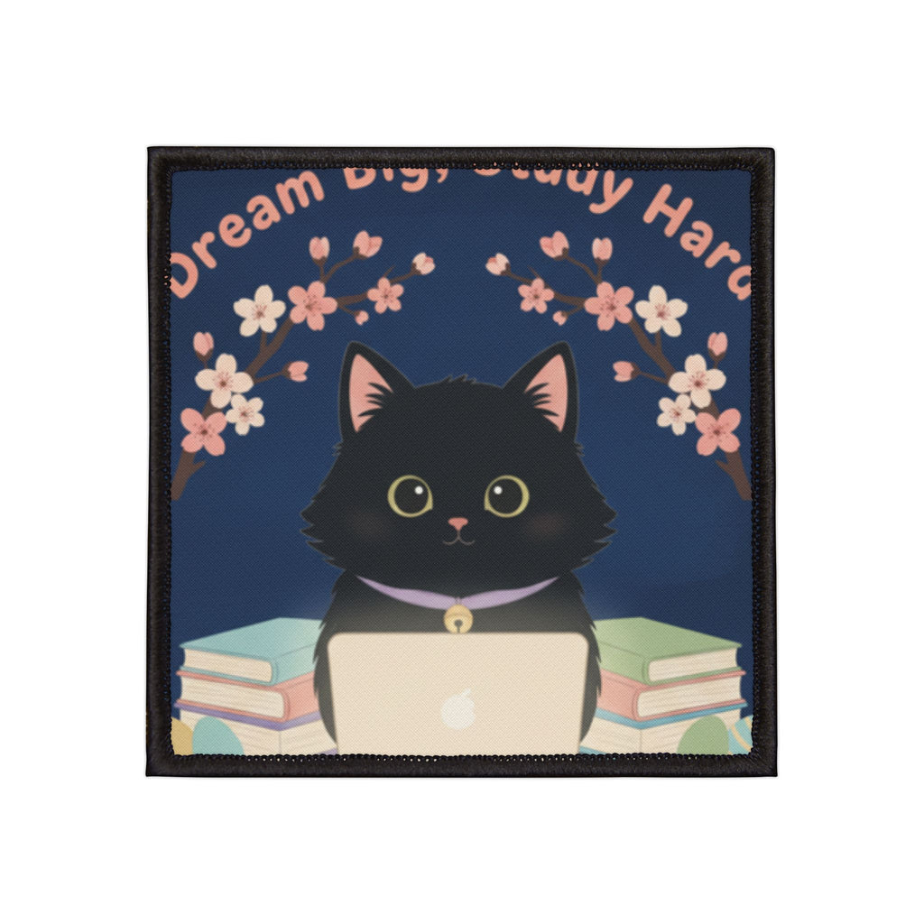 Black Cat Iron-On Patch – Dream Big Study Hard