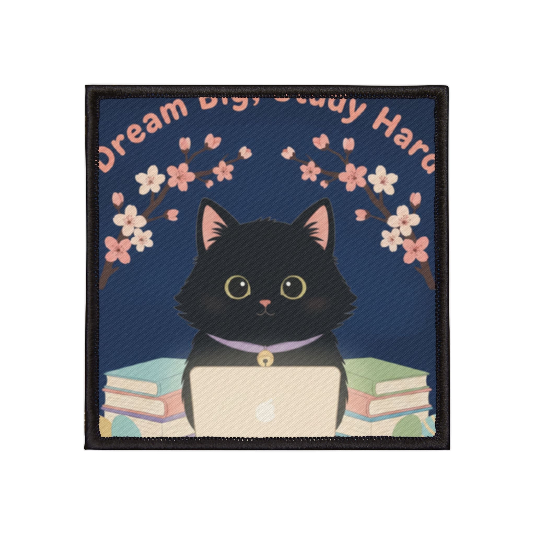 Black Cat Iron-On Patch – Dream Big Study Hard