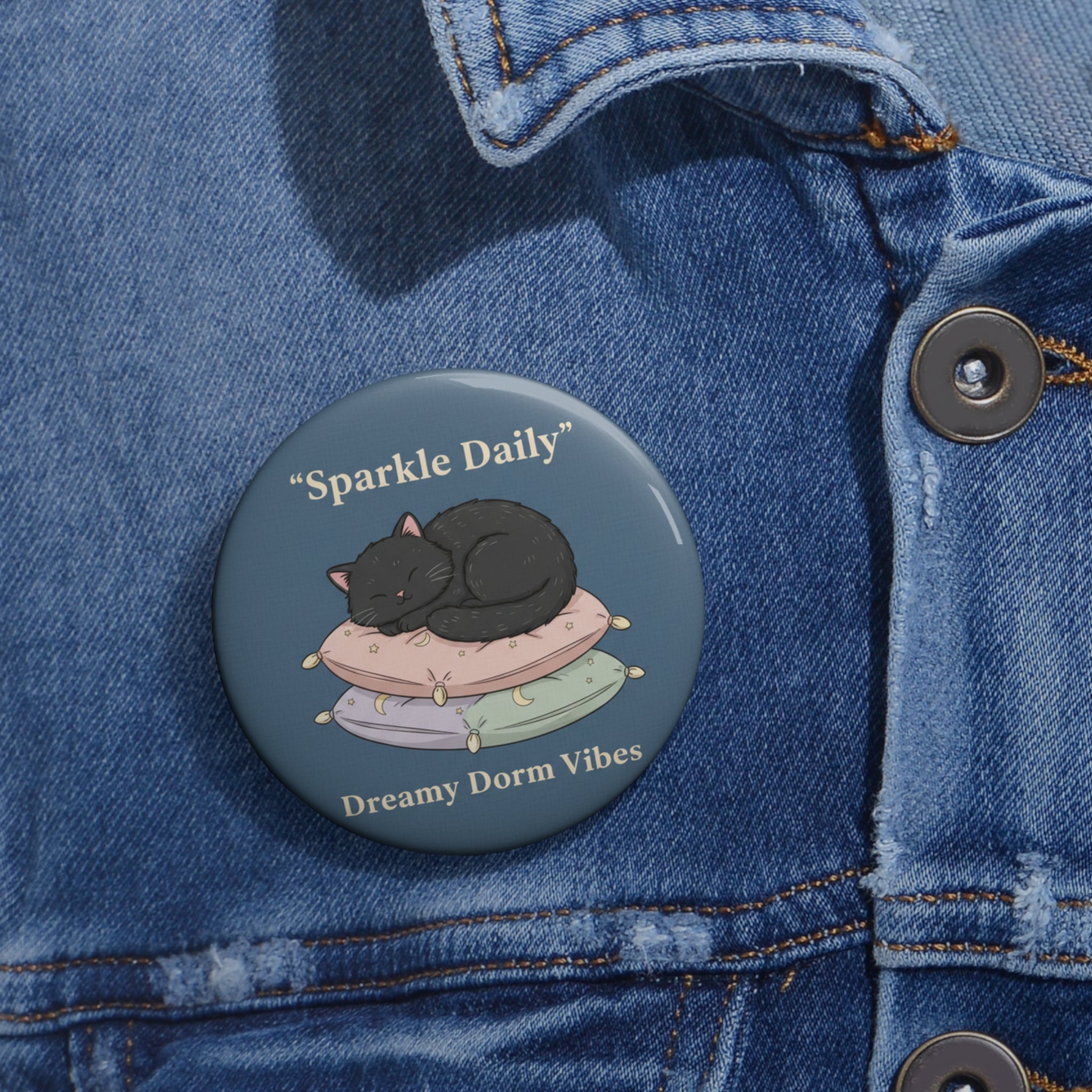 Black Cat Pin Button – Sparkle Daily Dreamy Dorm Vibes