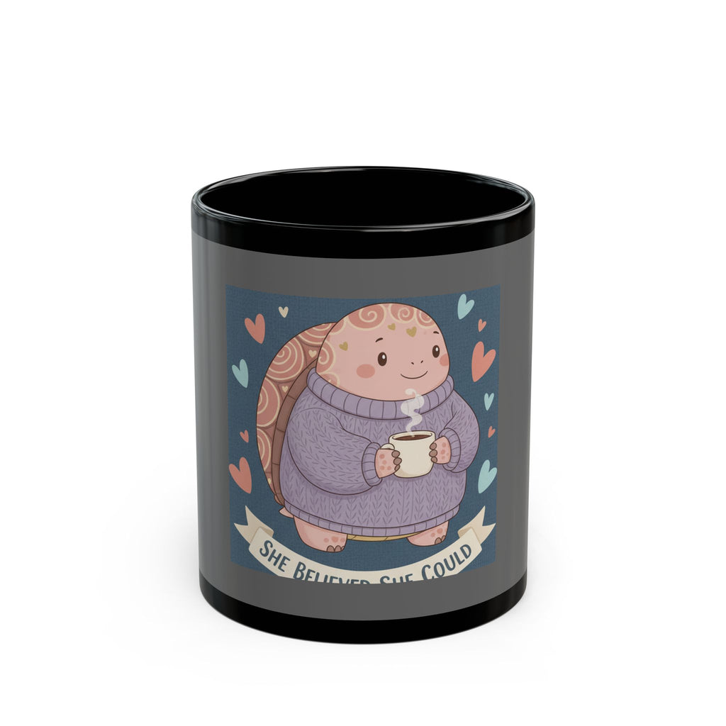 Turtle Black Mug 11oz – She Believed She Could