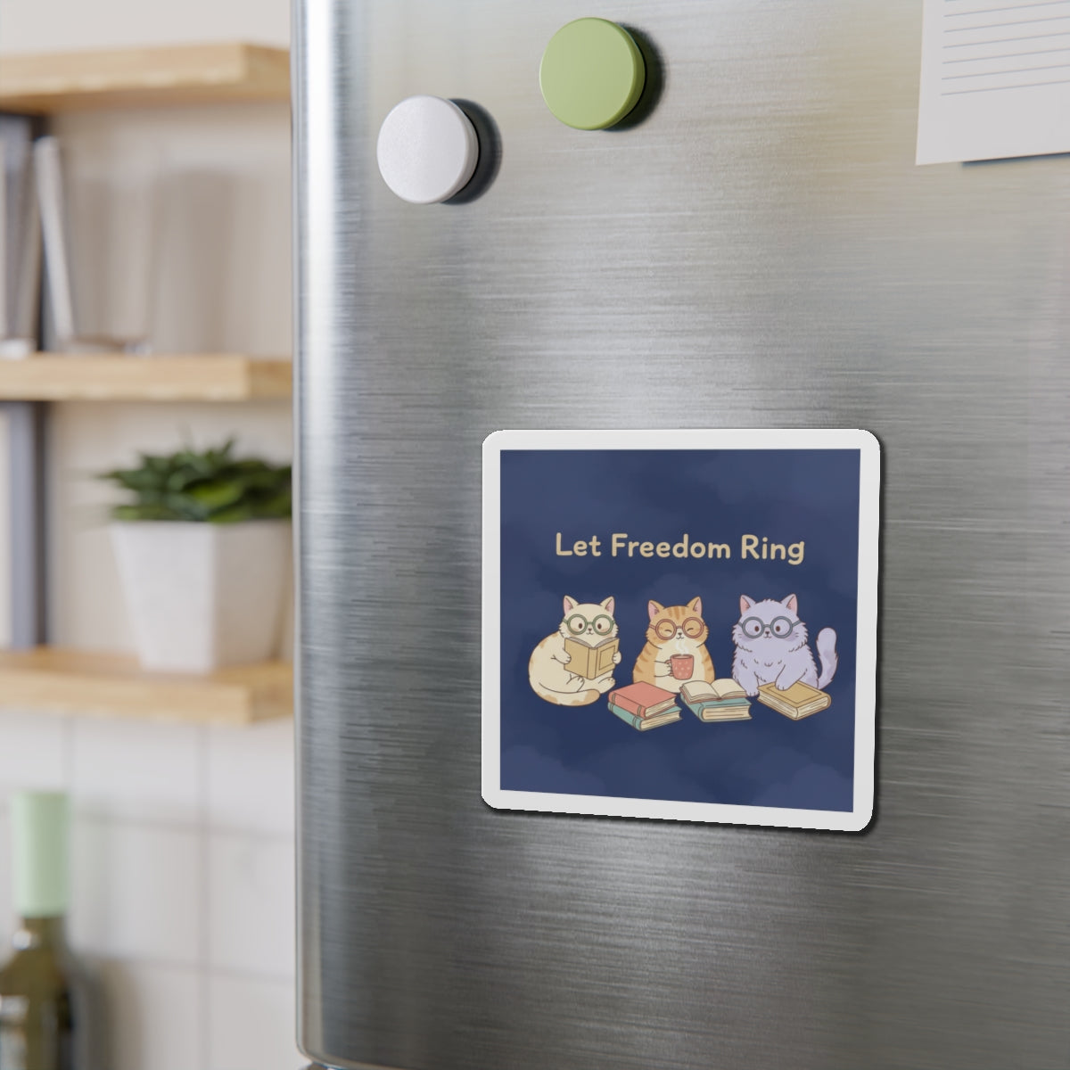 Cats With Glasses Die-Cut Magnet – Let Freedom Ring