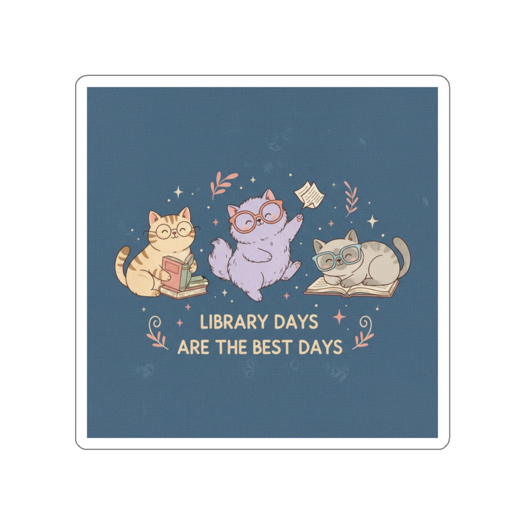 Cats With Glasses Die-Cut Sticker – Library Days Are the Best Days