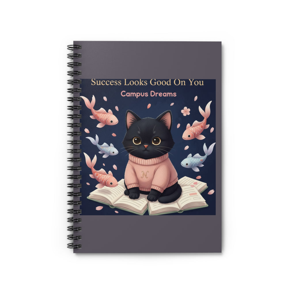 Black Cat Spiral Notebook – Success Looks Good on You Campus Dreams