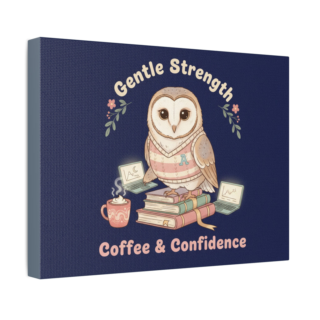 Owl Canvas Print – Gentle Strength Coffee Confidence