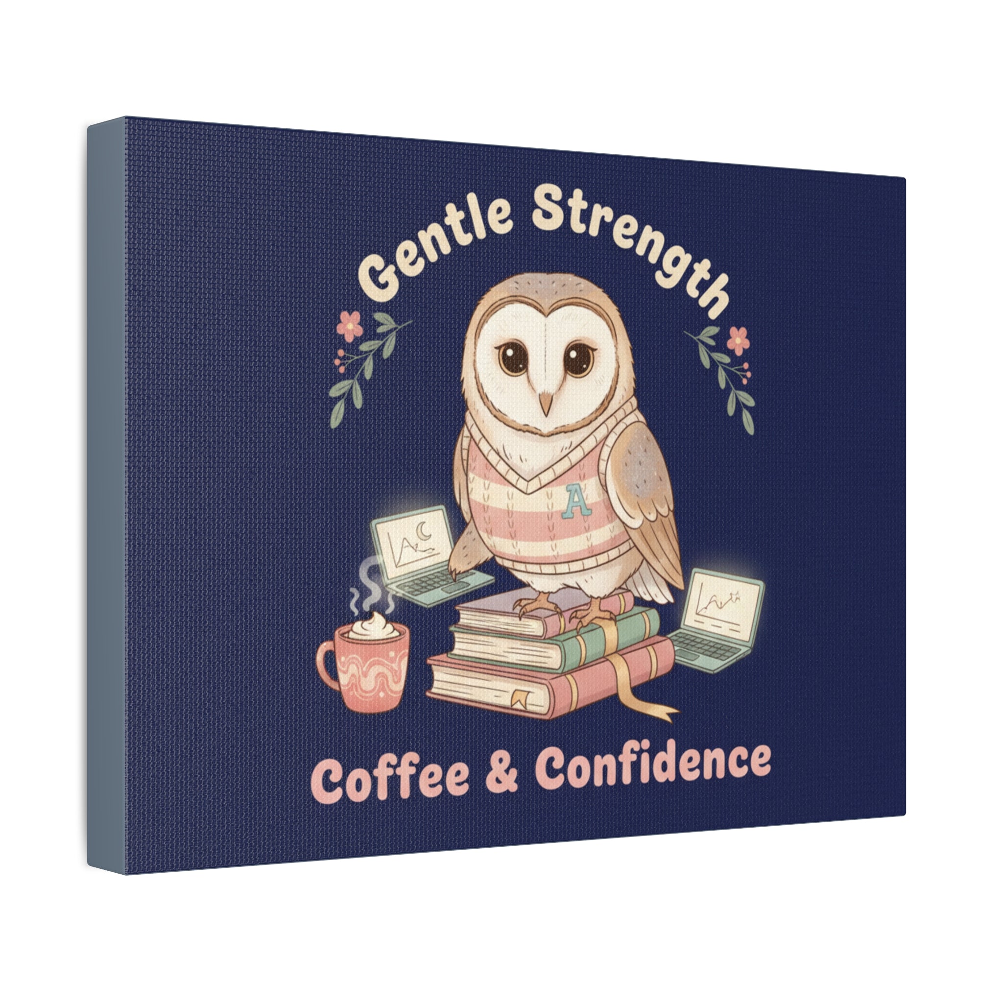 Owl Canvas Print – Gentle Strength Coffee Confidence