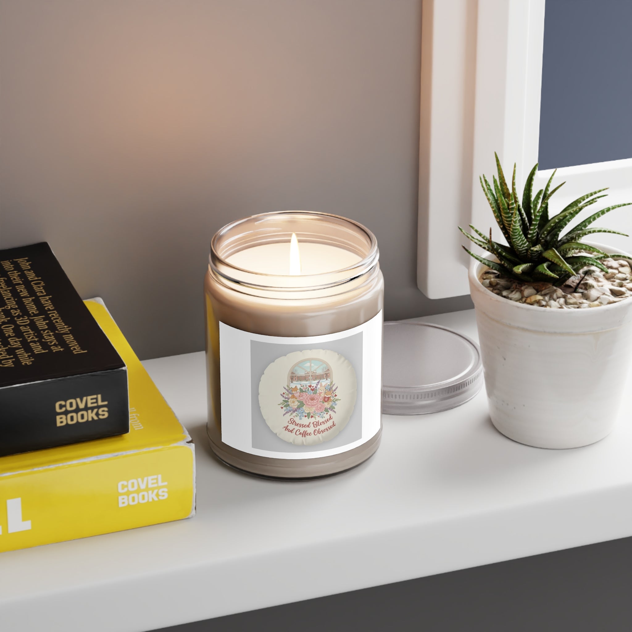 Stressed Blessed And Coffee Obsessed Fox, rabbit Scented Candle
