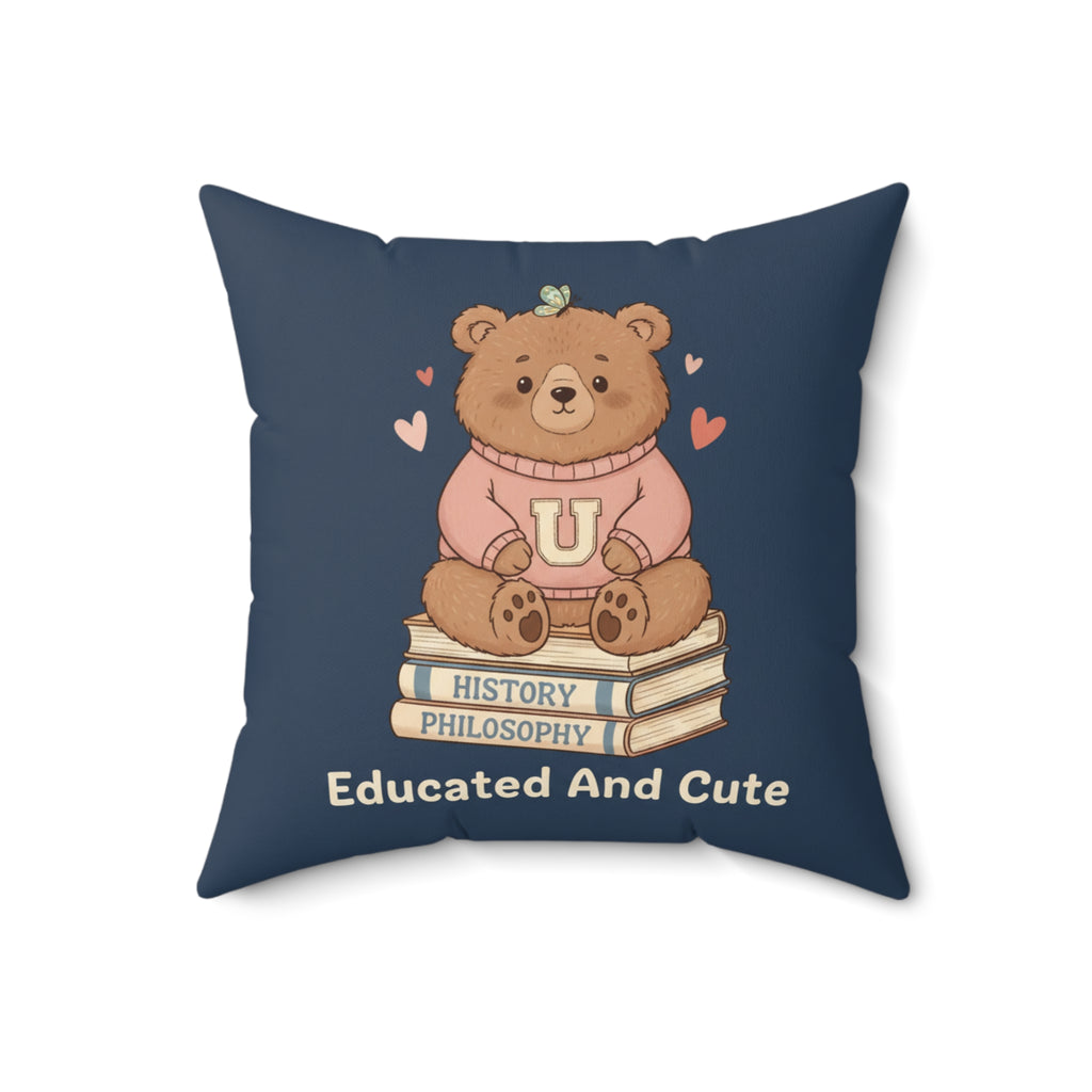 Bear Square Pillow – Educated and Cute